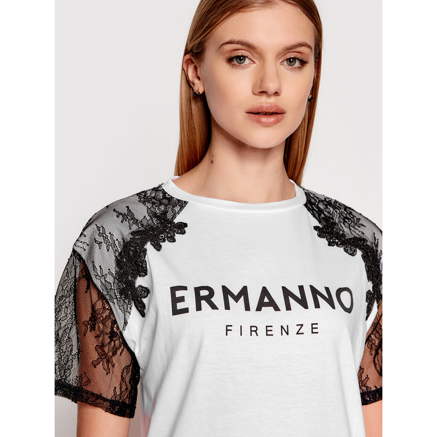 Ermanno Firenze T-Shirt D40EL046EE8 Bílá Regular Fit - Pepit.cz