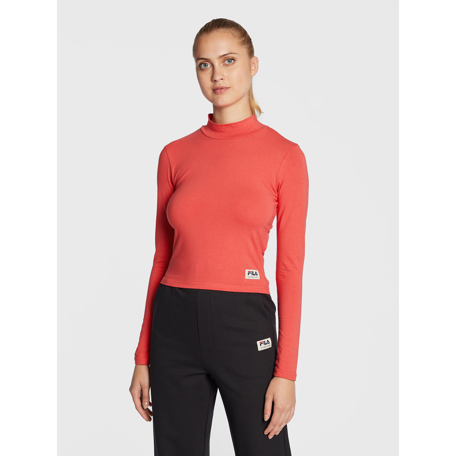 Fila Halenka Tarsia FAW0248 Červená Cropped Fit - Pepit.cz