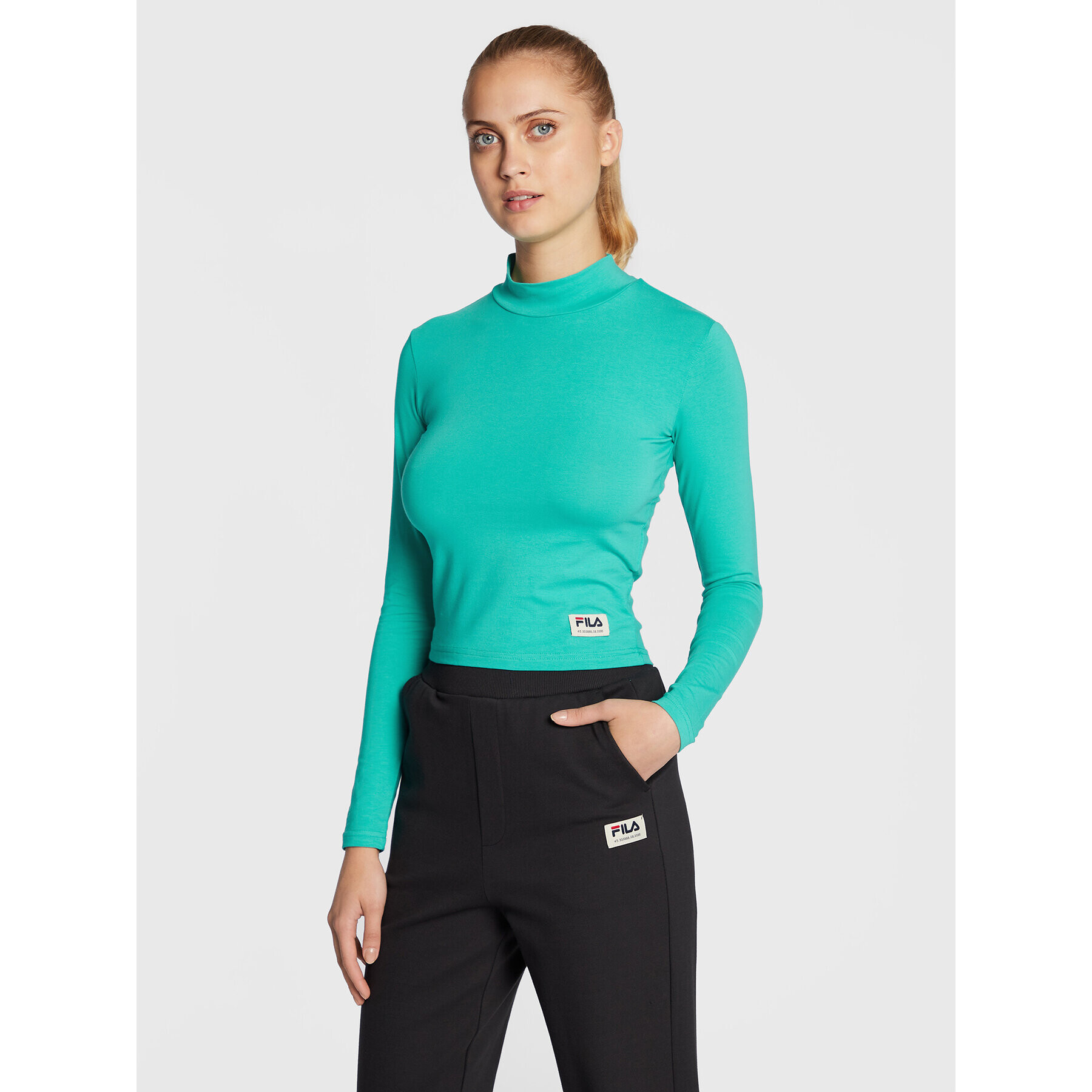 Fila Halenka Tarsia FAW0248 Zelená Cropped Fit - Pepit.cz