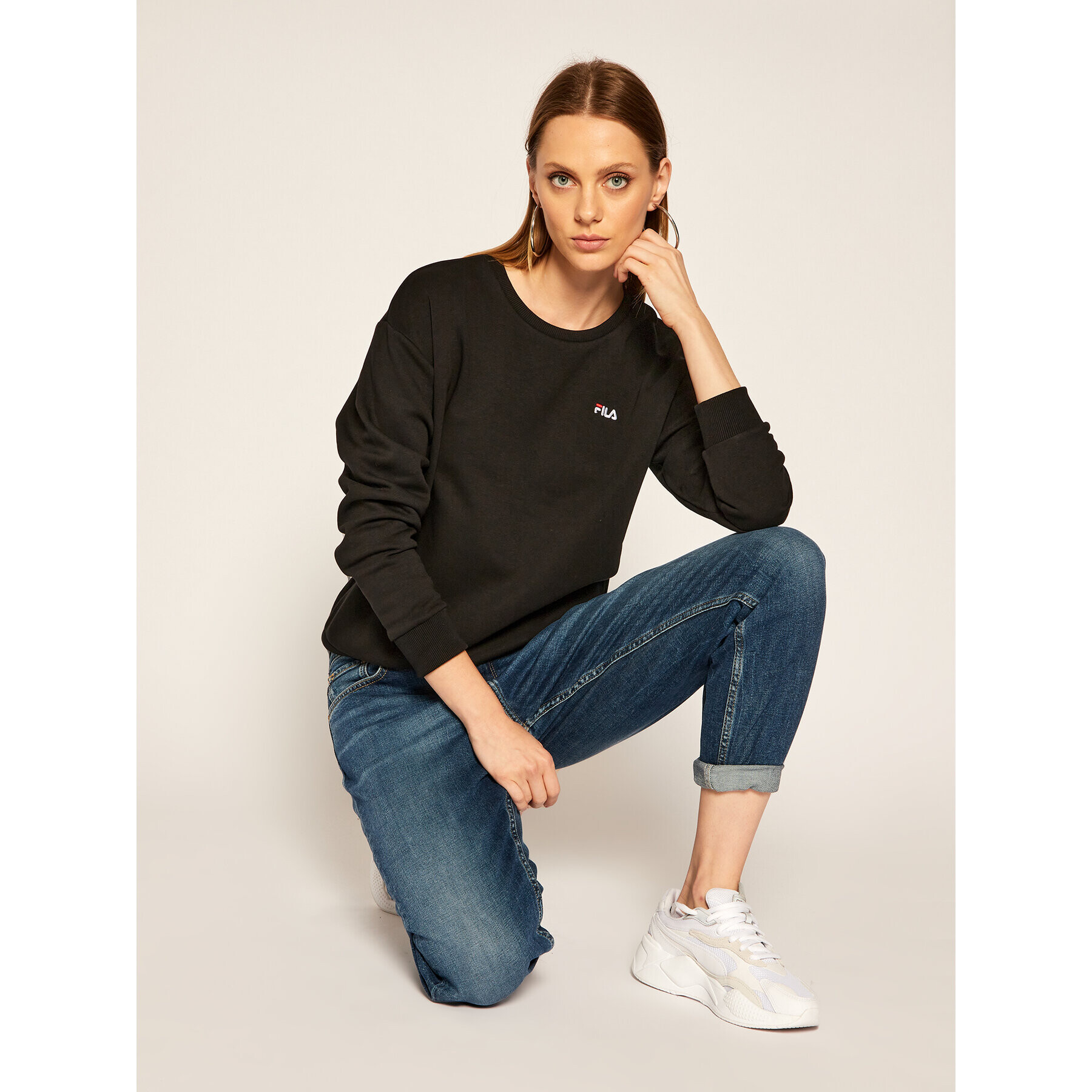 Fila Mikina Effie Crew Sweat 687467 Černá Regular Fit - Pepit.cz