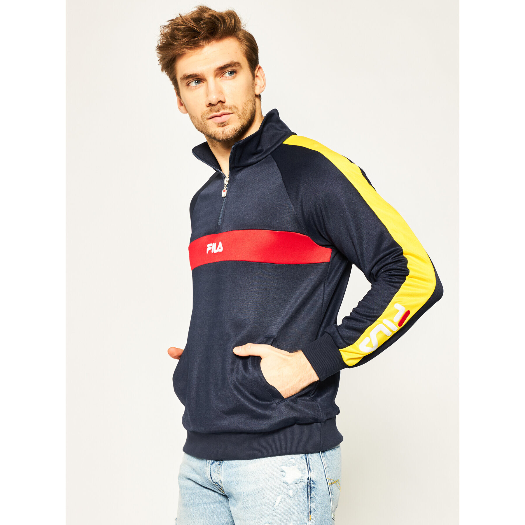 Fila Mikina Men Bayou Half Zip 687483 Tmavomodrá Regular Fit - Pepit.cz