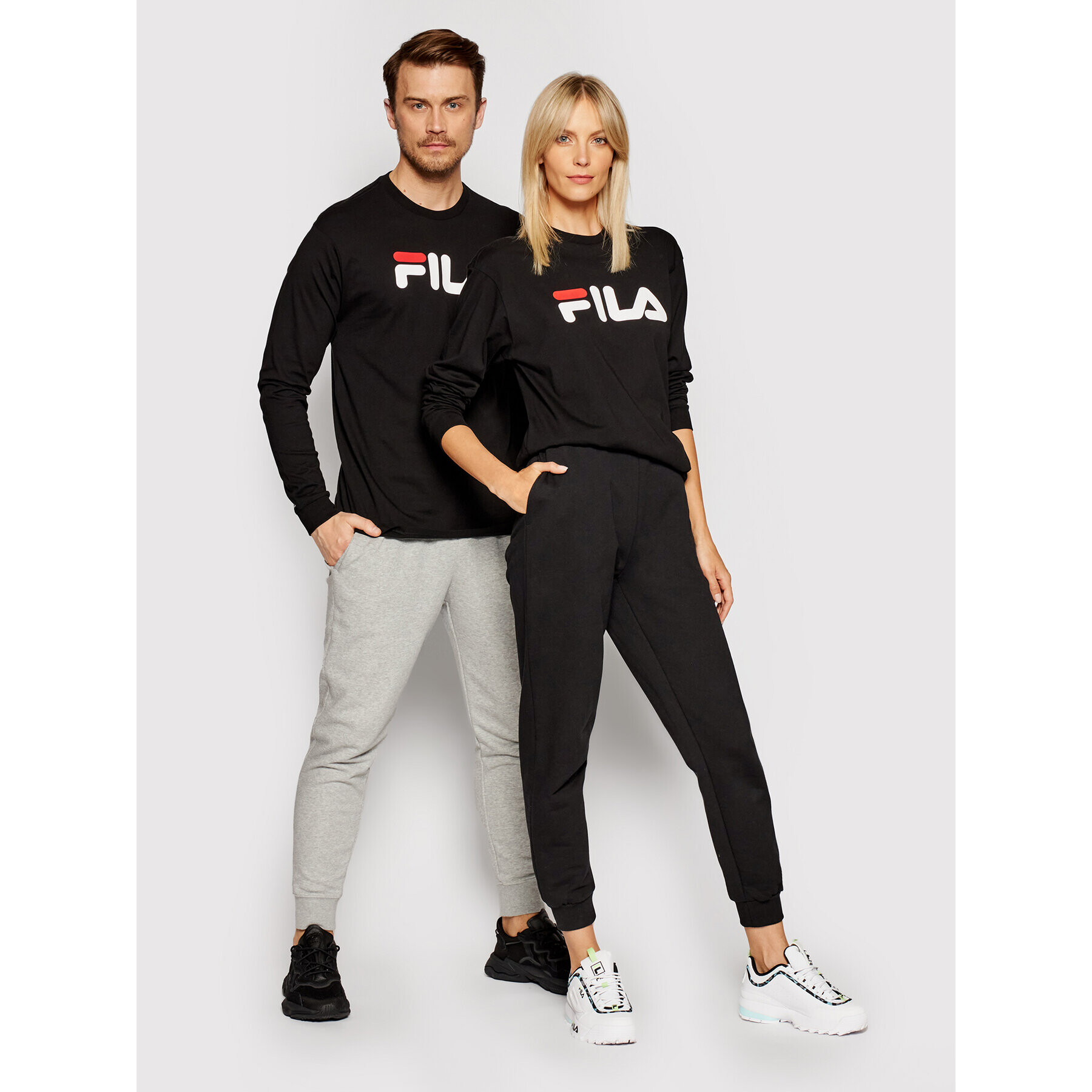 Fila S dlouhým rukávem Unisex Classic Pure 681092 Černá Regular Fit - Pepit.cz