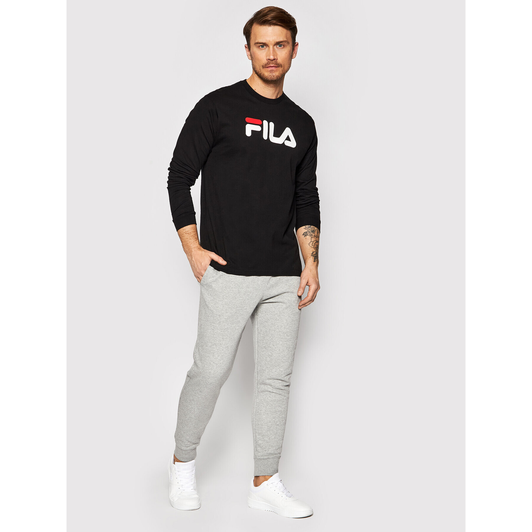 Fila S dlouhým rukávem Unisex Classic Pure 681092 Černá Regular Fit - Pepit.cz