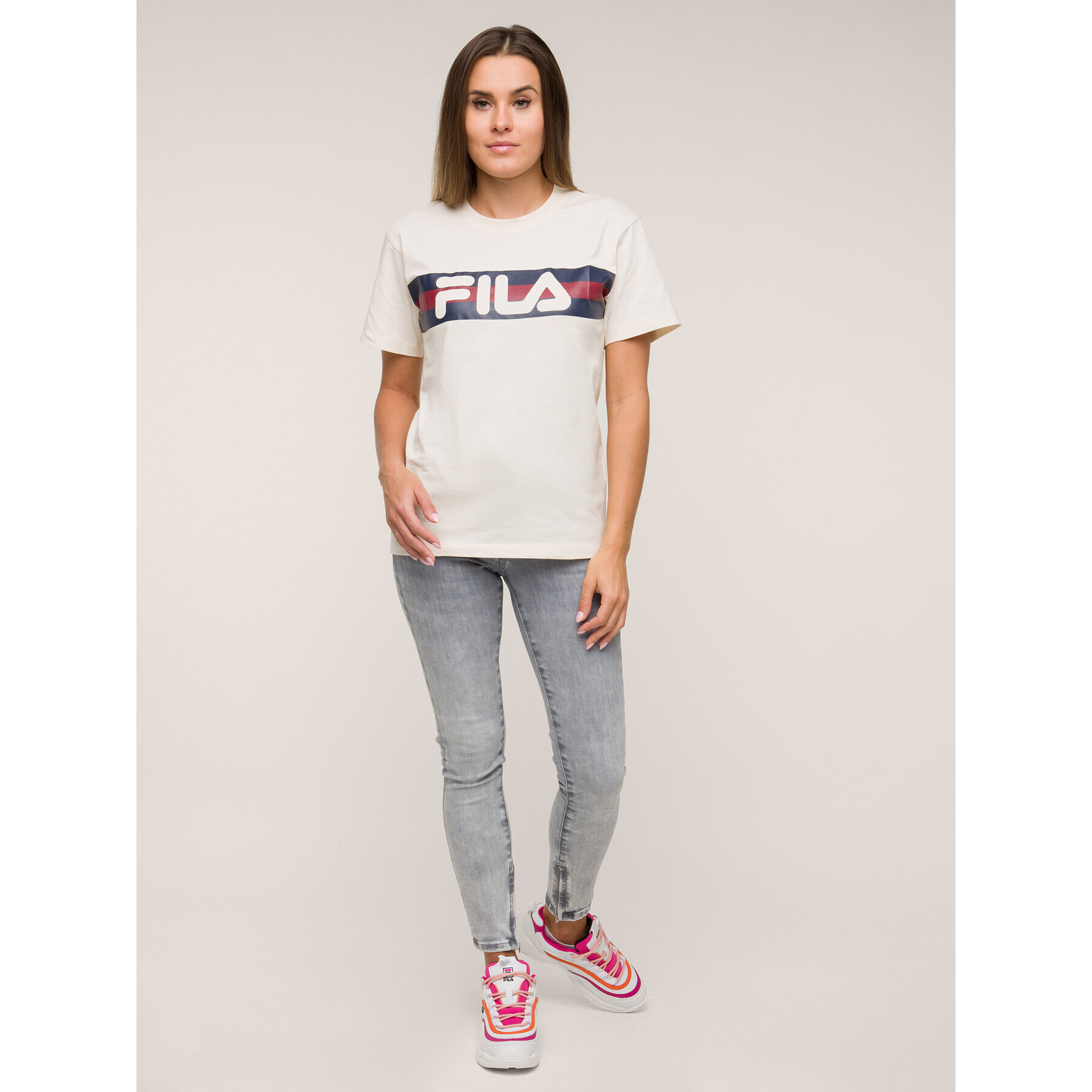 Fila T-Shirt Azrielle Graphic 687222 Béžová Regular Fit - Pepit.cz