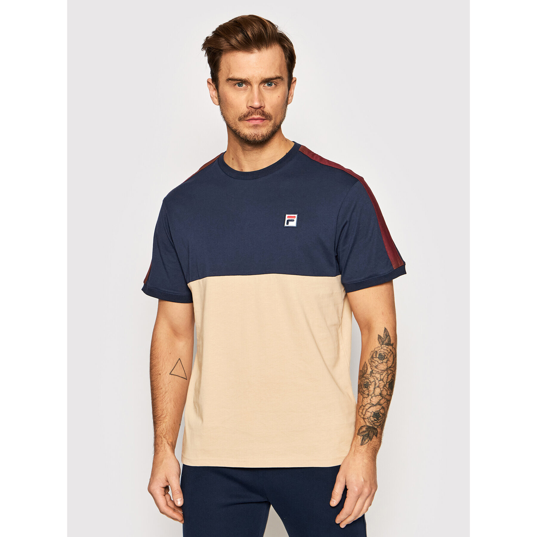 Fila T-Shirt Cian Blocked 688985 Béžová Regular Fit - Pepit.cz