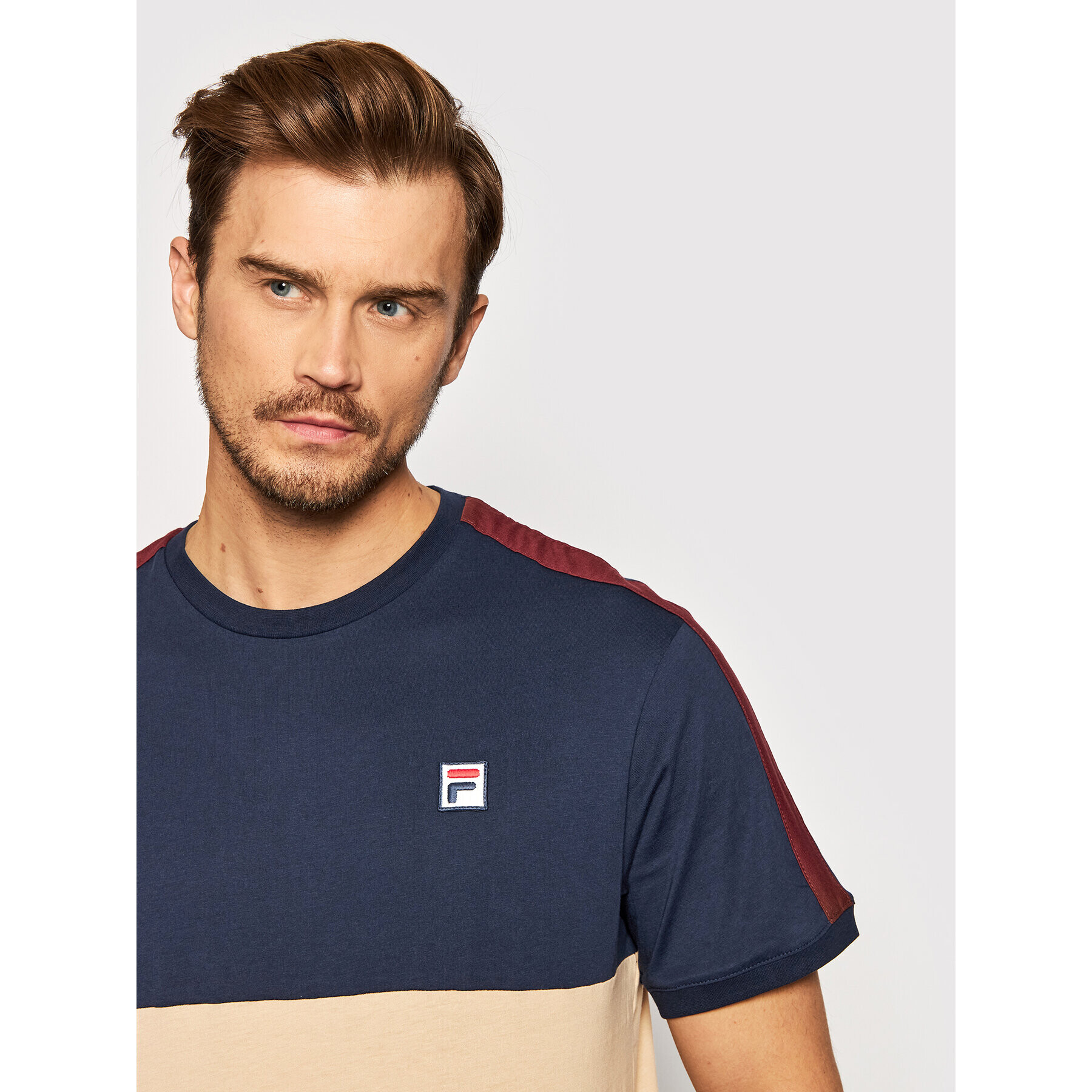 Fila T-Shirt Cian Blocked 688985 Béžová Regular Fit - Pepit.cz