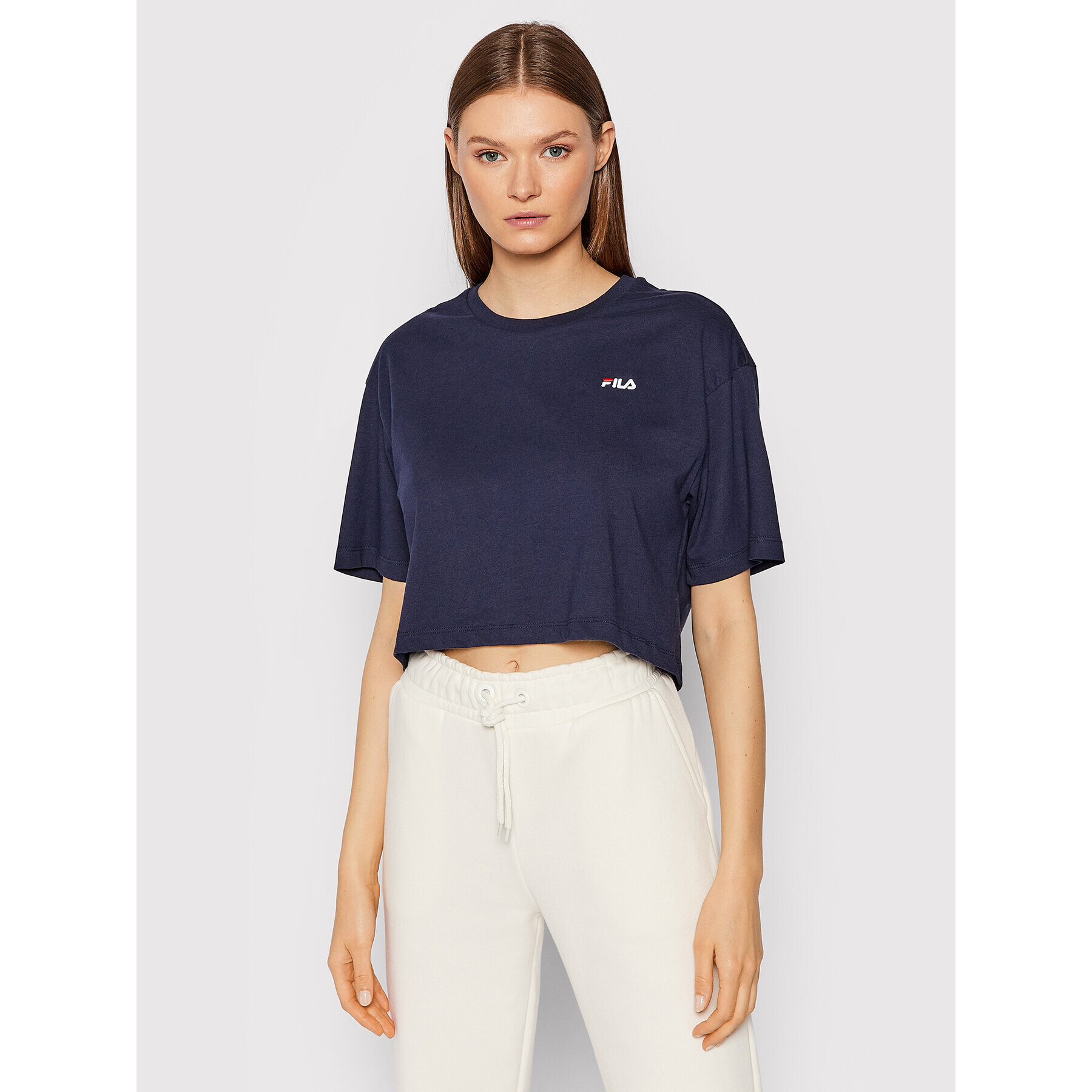 Fila T-Shirt Ellasyn 688929 Tmavomodrá Cropped Fit - Pepit.cz