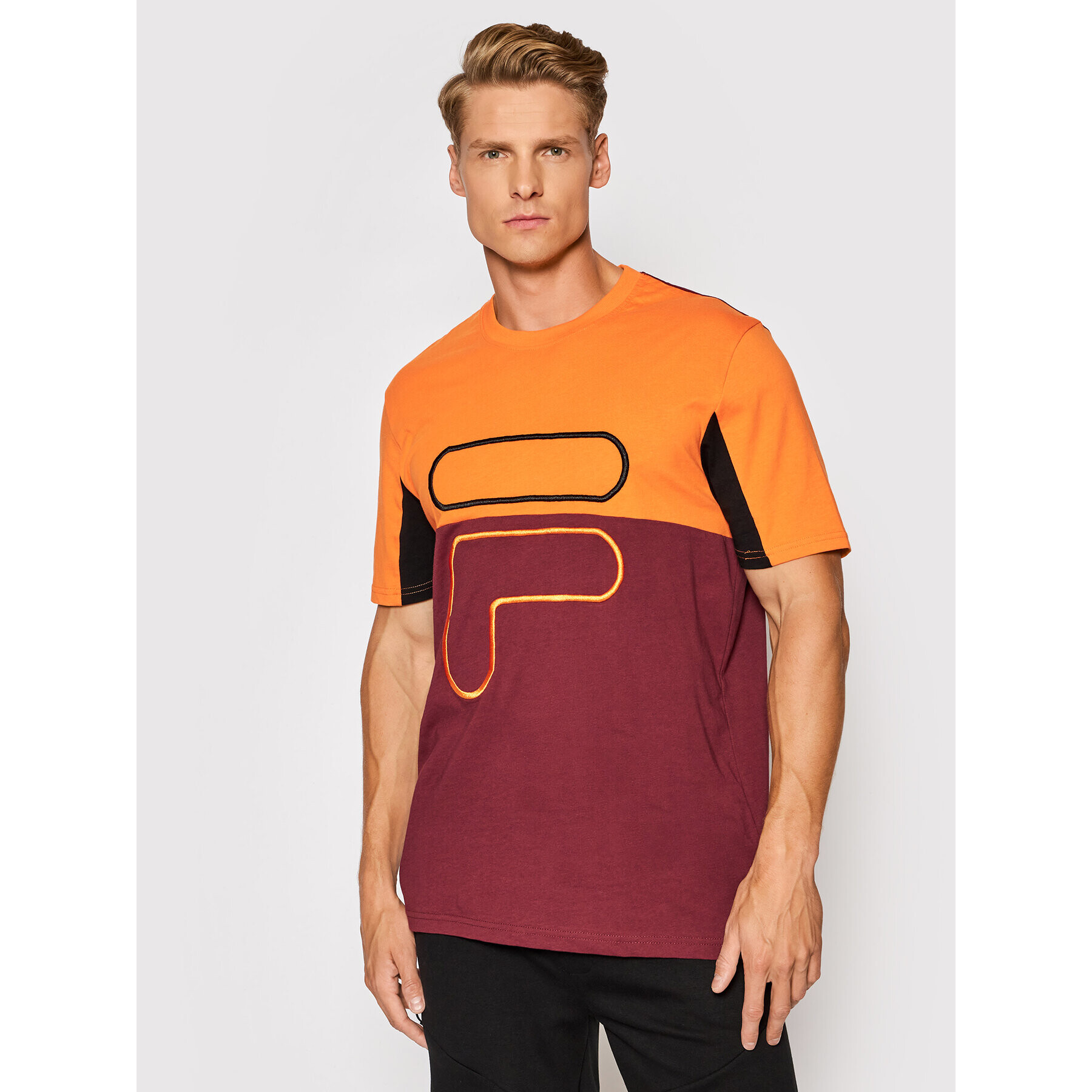 Fila T-Shirt Paton Blocked 683451 Bordó Regular Fit - Pepit.cz