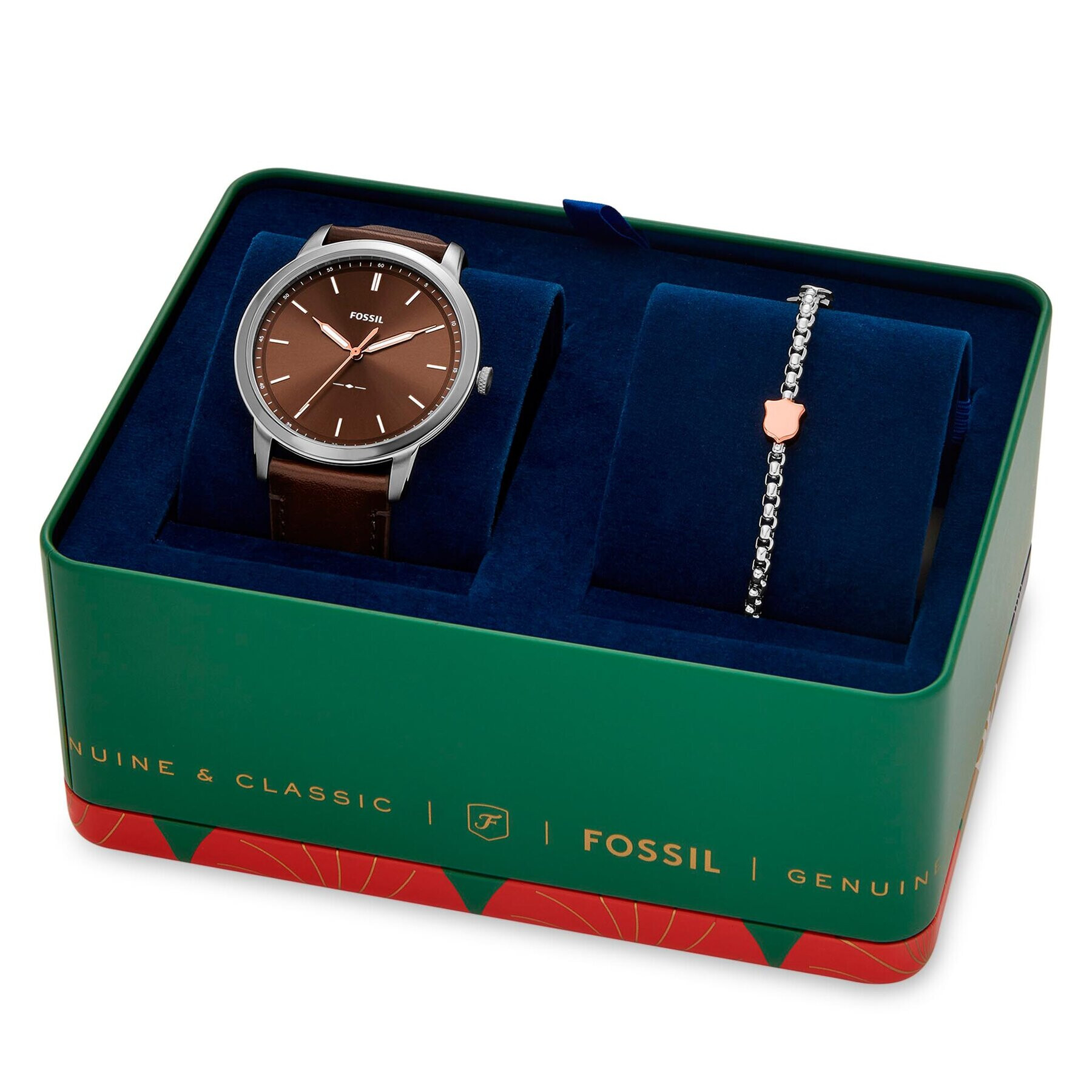 Fossil Hodinky Minimalist FS6019SET Hnědá - Pepit.cz