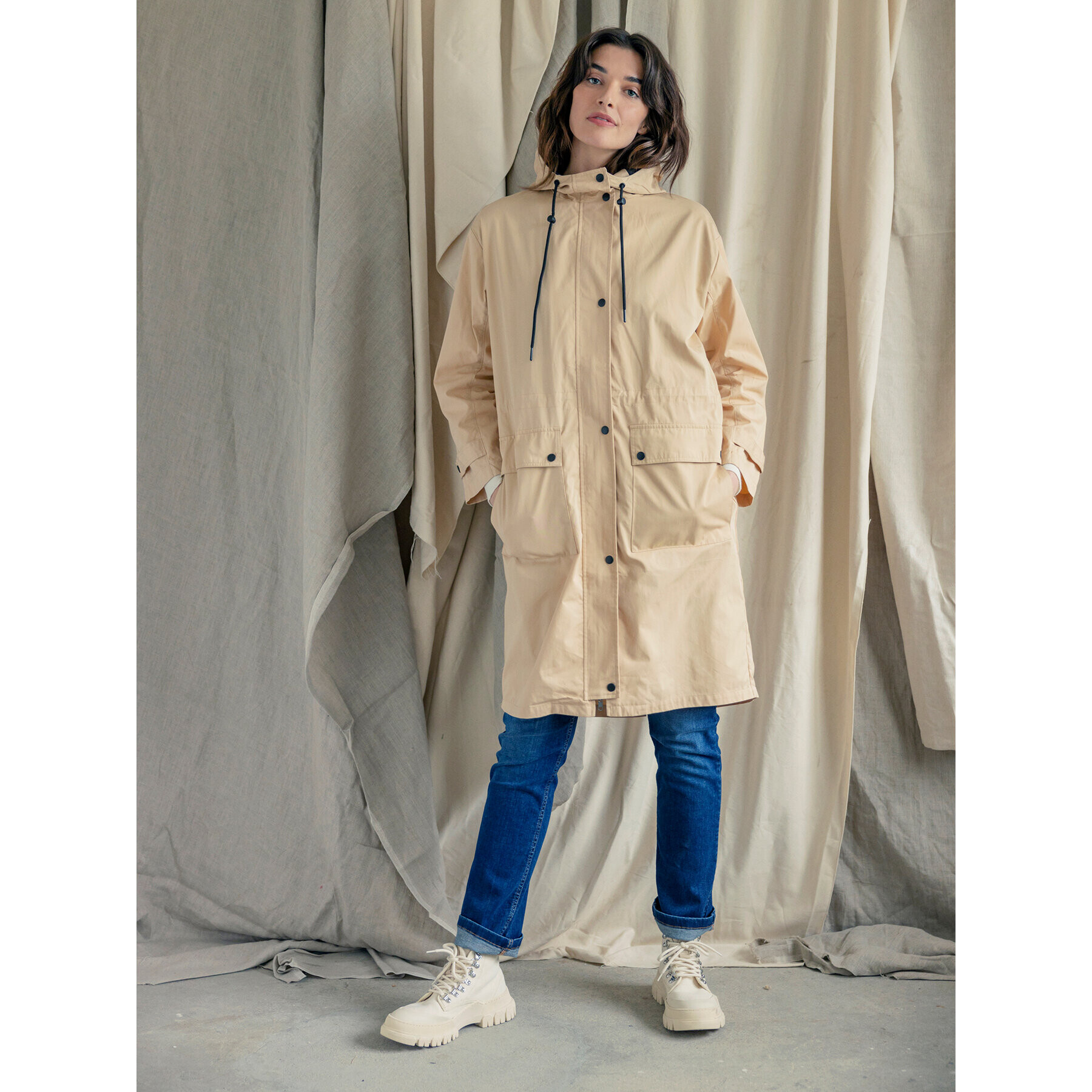 Fransa Parka 20611801 Béžová Relaxed Fit - Pepit.cz