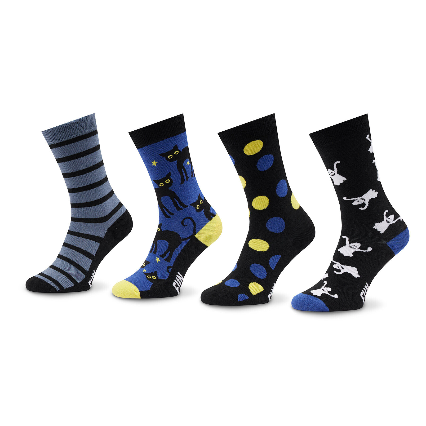 Fun Socks Sada 4 párů vysokých ponožek unisex FS-FU71108 Černá - Pepit.cz