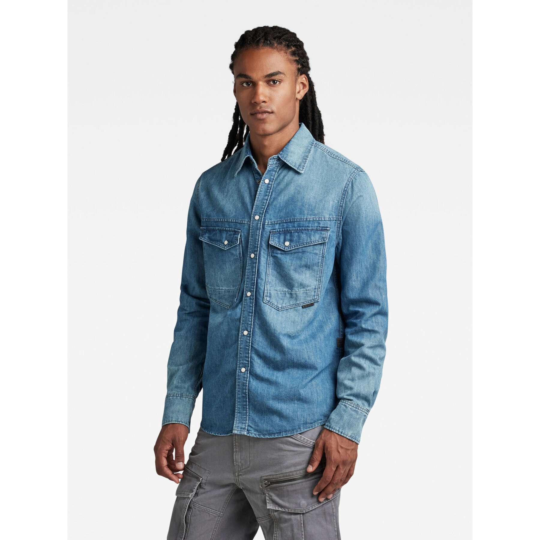 G-Star Raw džínová košile D23006-D303-D890 Modrá Regular Fit - Pepit.cz