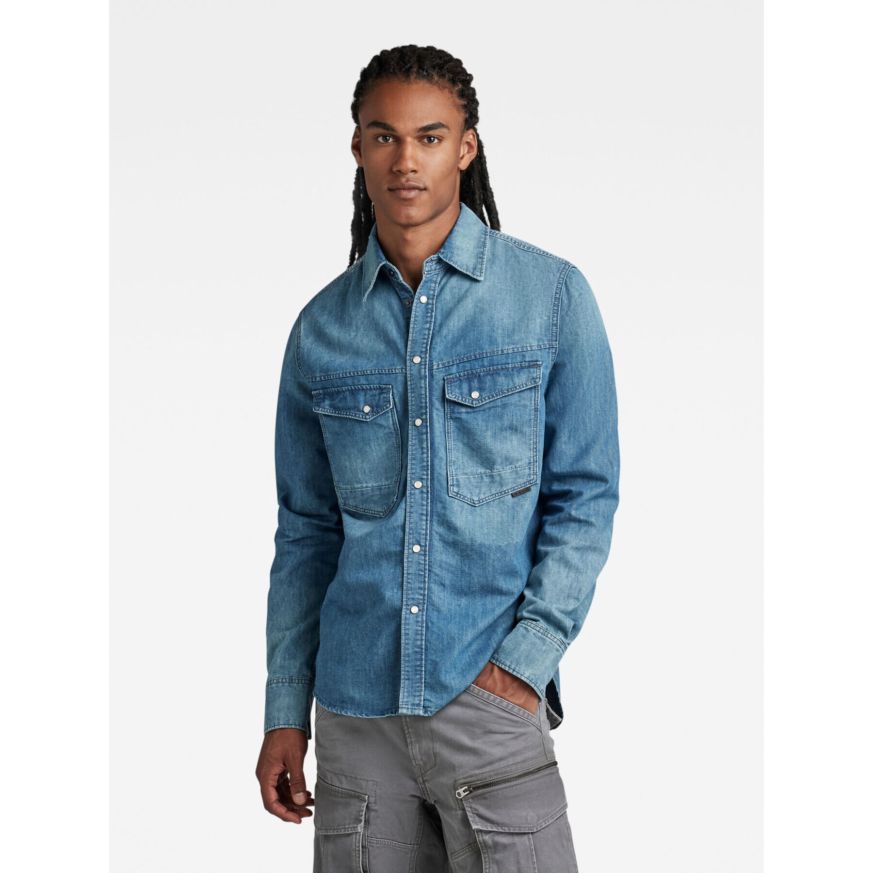 G-Star Raw džínová košile D23006-D303-D890 Modrá Regular Fit - Pepit.cz