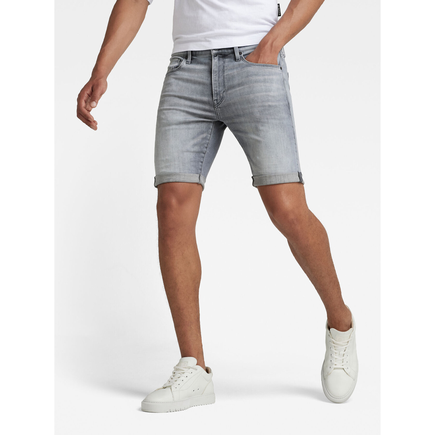 G-Star Raw Džínové šortky D17418-A634-C464 Šedá Slim Fit - Pepit.cz