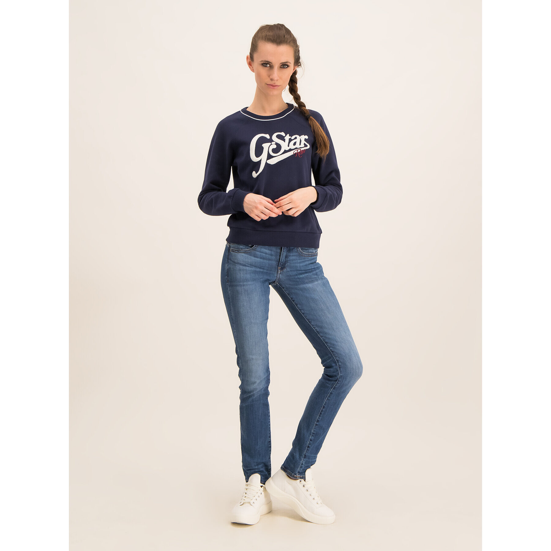 G-Star Raw Mikina D14700-B349-6067 Tmavomodrá Straight Fit - Pepit.cz