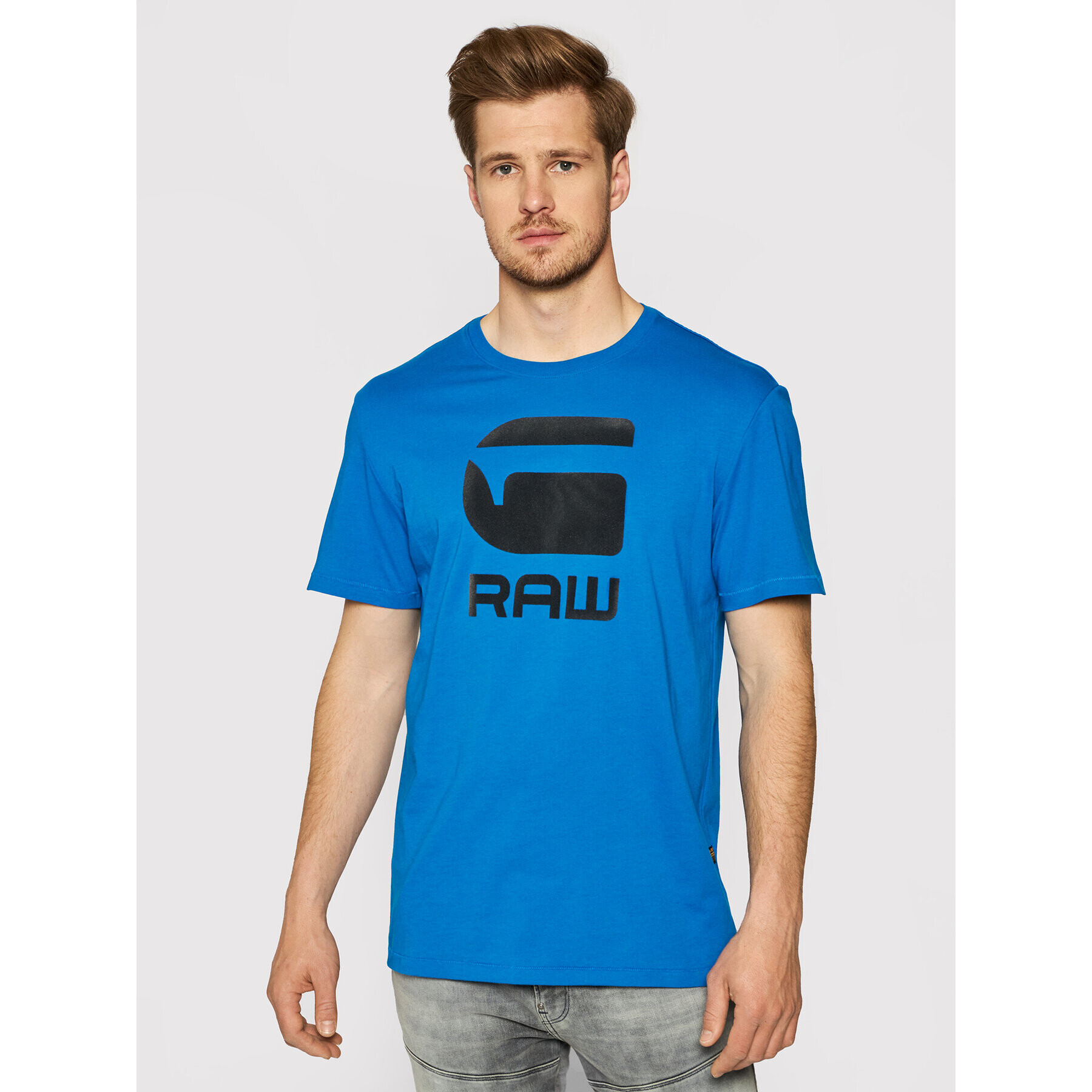 G-Star Raw T-Shirt Flock Hamburger Logo D19861-336-C197 Modrá Regular Fit - Pepit.cz