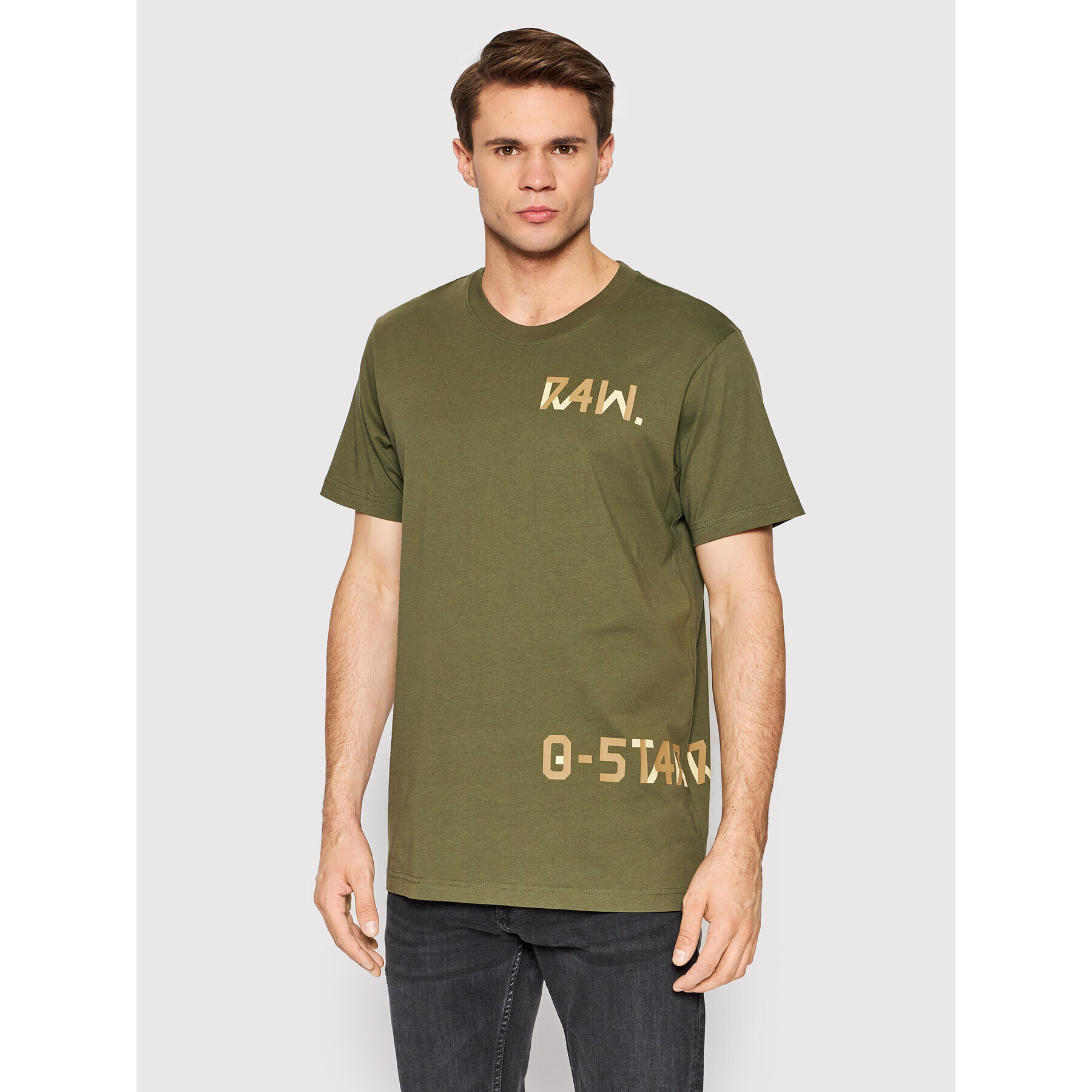 G-Star Raw T-Shirt Multiple 7411 D21222-336-B230 Zelená Regular Fit - Pepit.cz