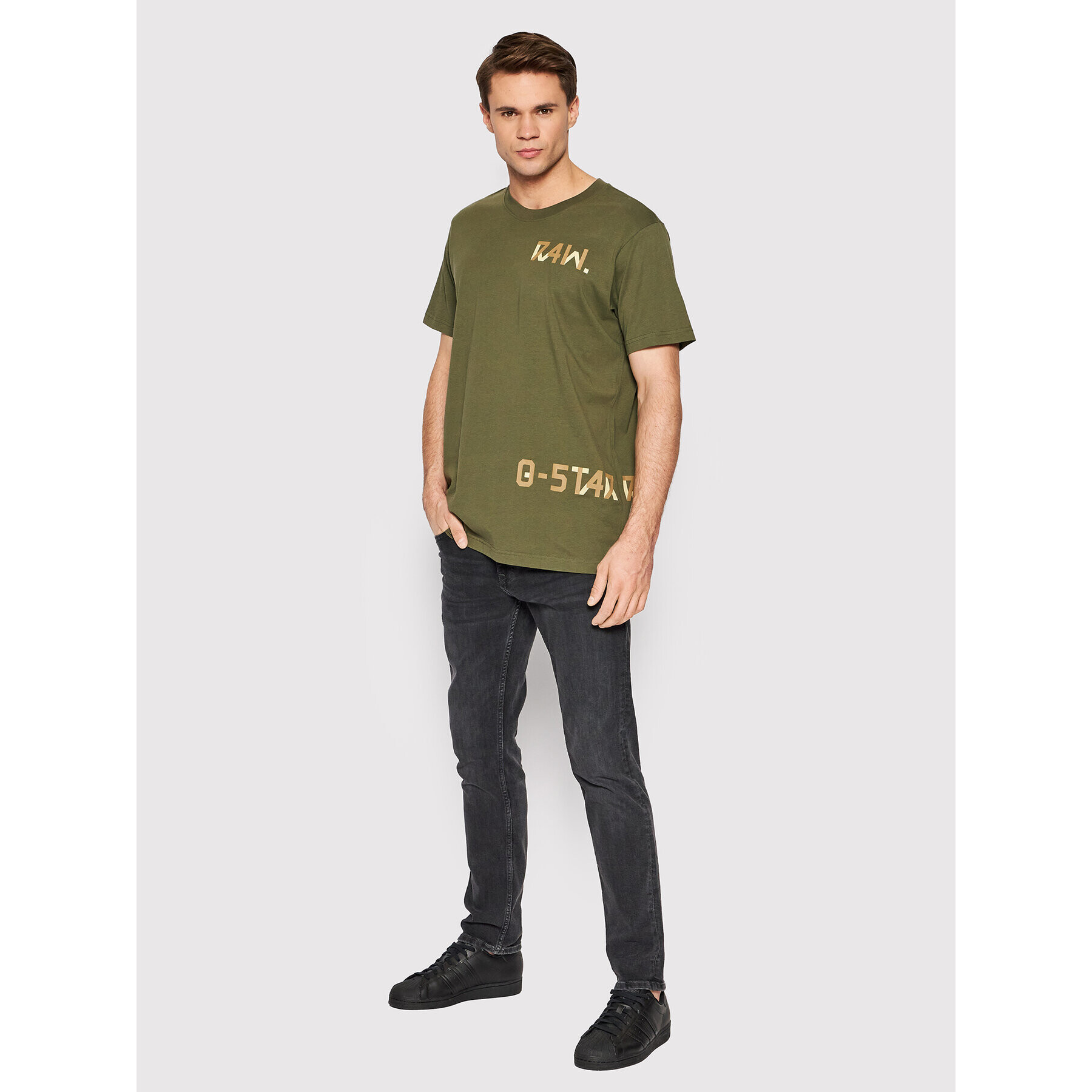 G-Star Raw T-Shirt Multiple 7411 D21222-336-B230 Zelená Regular Fit - Pepit.cz