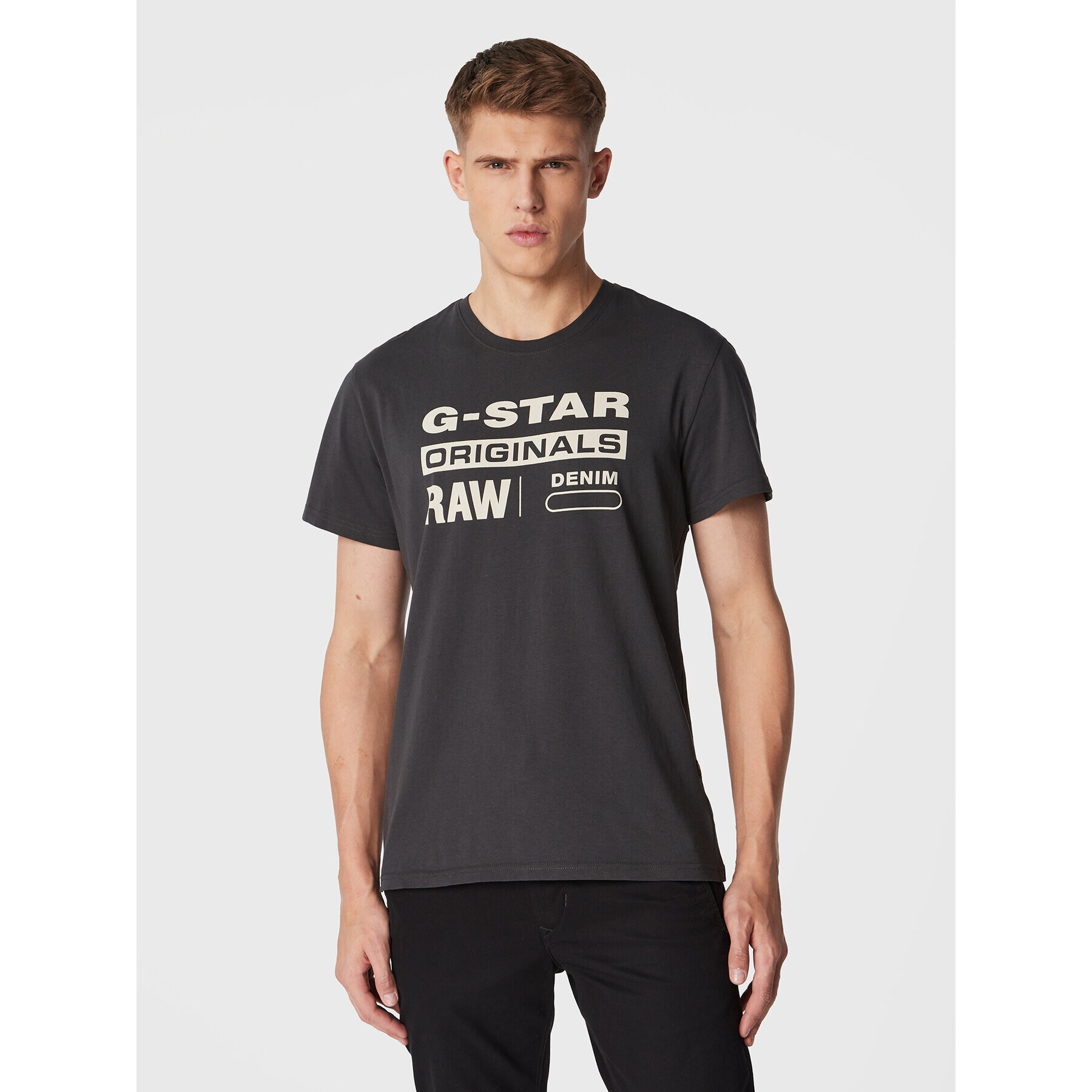 G-Star Raw T-Shirt Original Label D22204-336-5812 Šedá Regular Fit - Pepit.cz