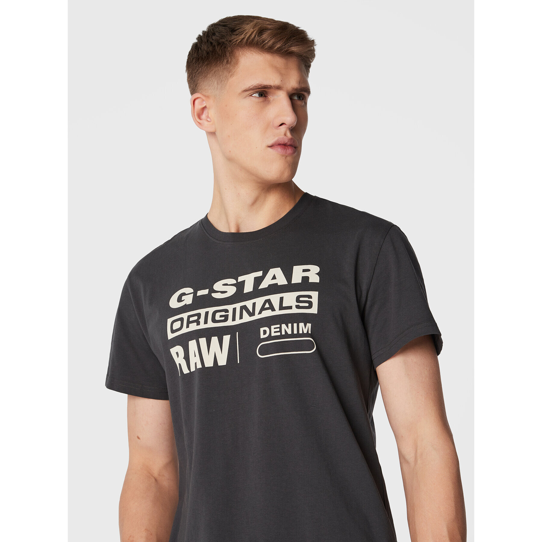 G-Star Raw T-Shirt Original Label D22204-336-5812 Šedá Regular Fit - Pepit.cz