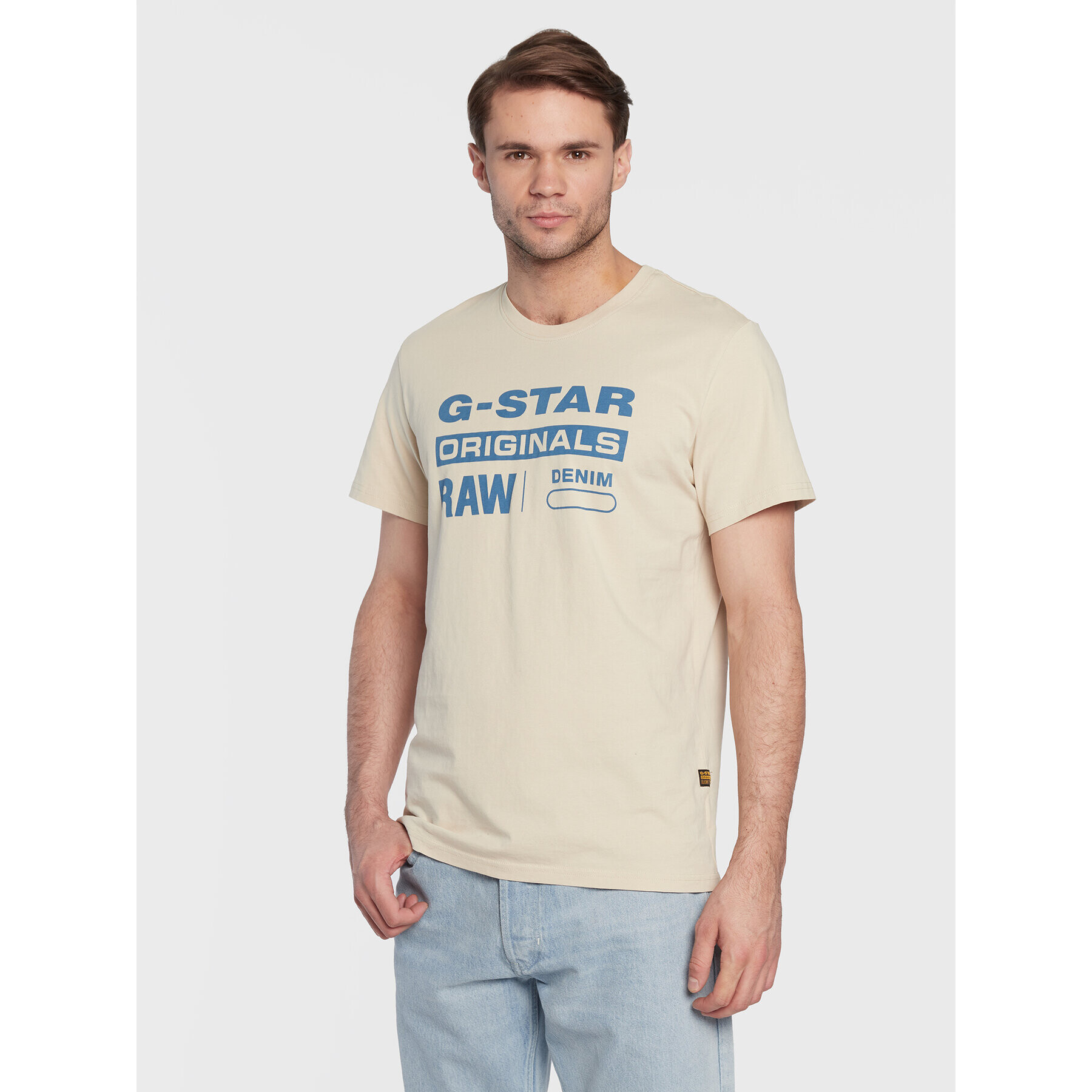 G-Star Raw T-Shirt Original Label D22204-336-D309 Béžová Regular Fit - Pepit.cz