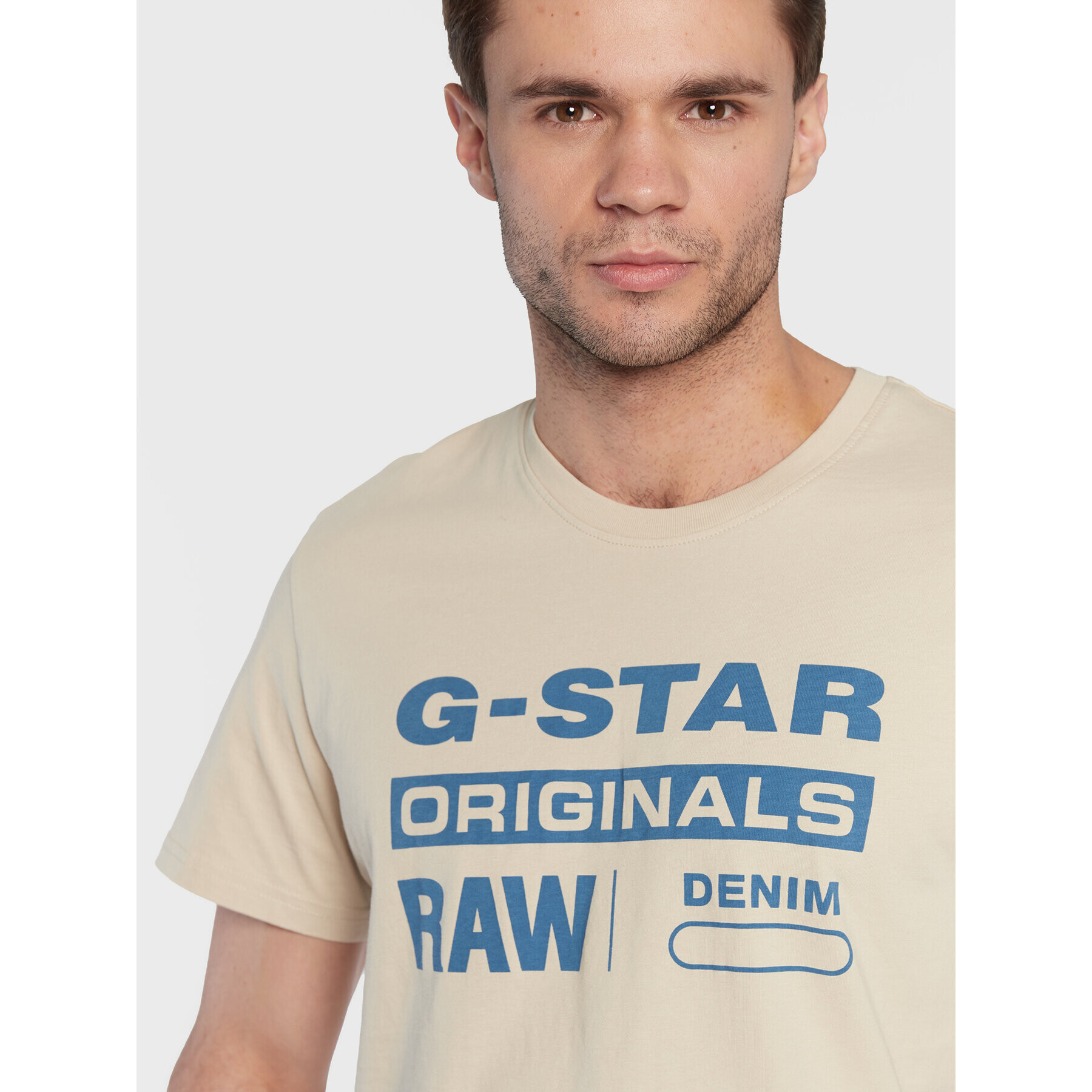 G-Star Raw T-Shirt Original Label D22204-336-D309 Béžová Regular Fit - Pepit.cz