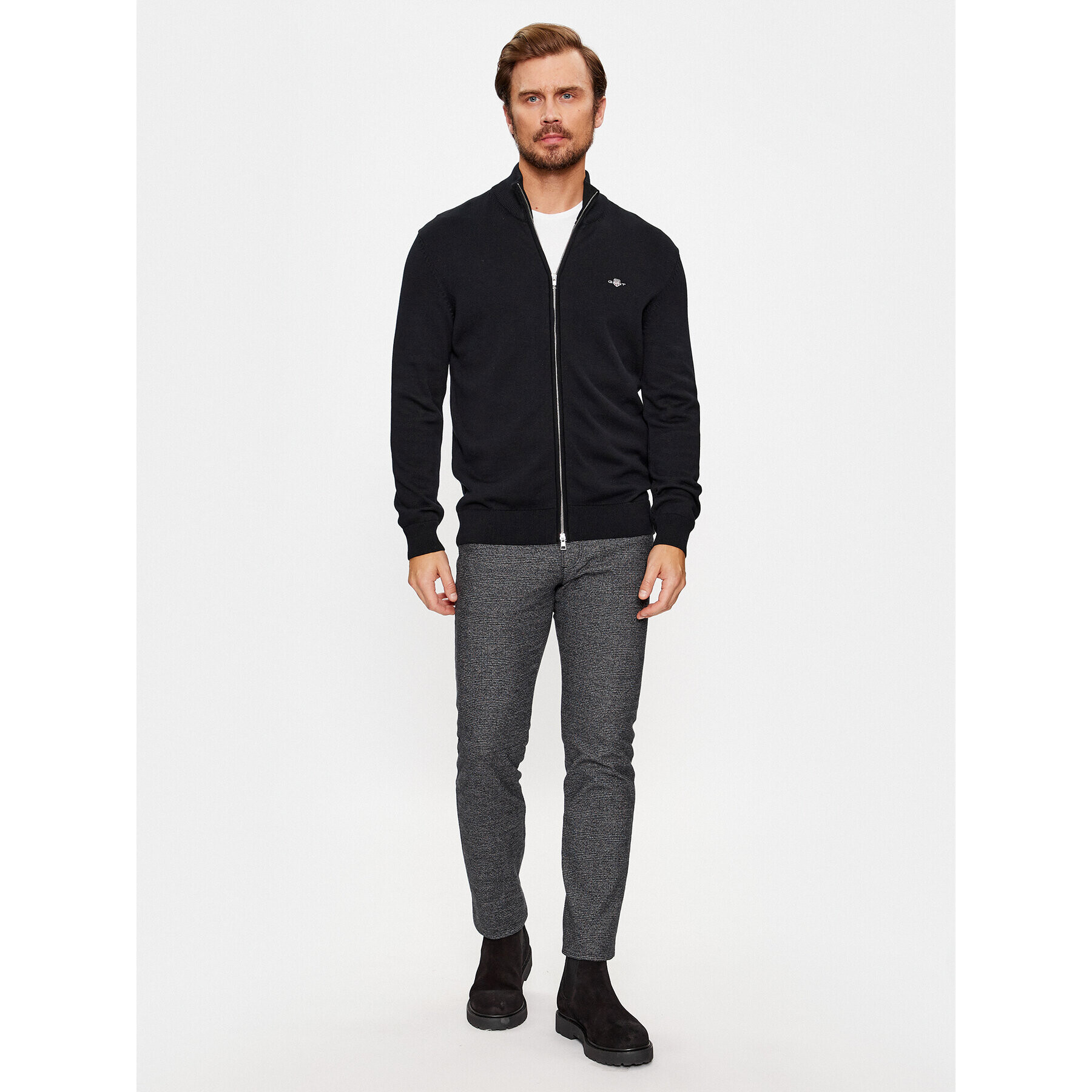 Gant Kardigan Casual Cotton Zip 8030164 Černá Regular Fit - Pepit.cz