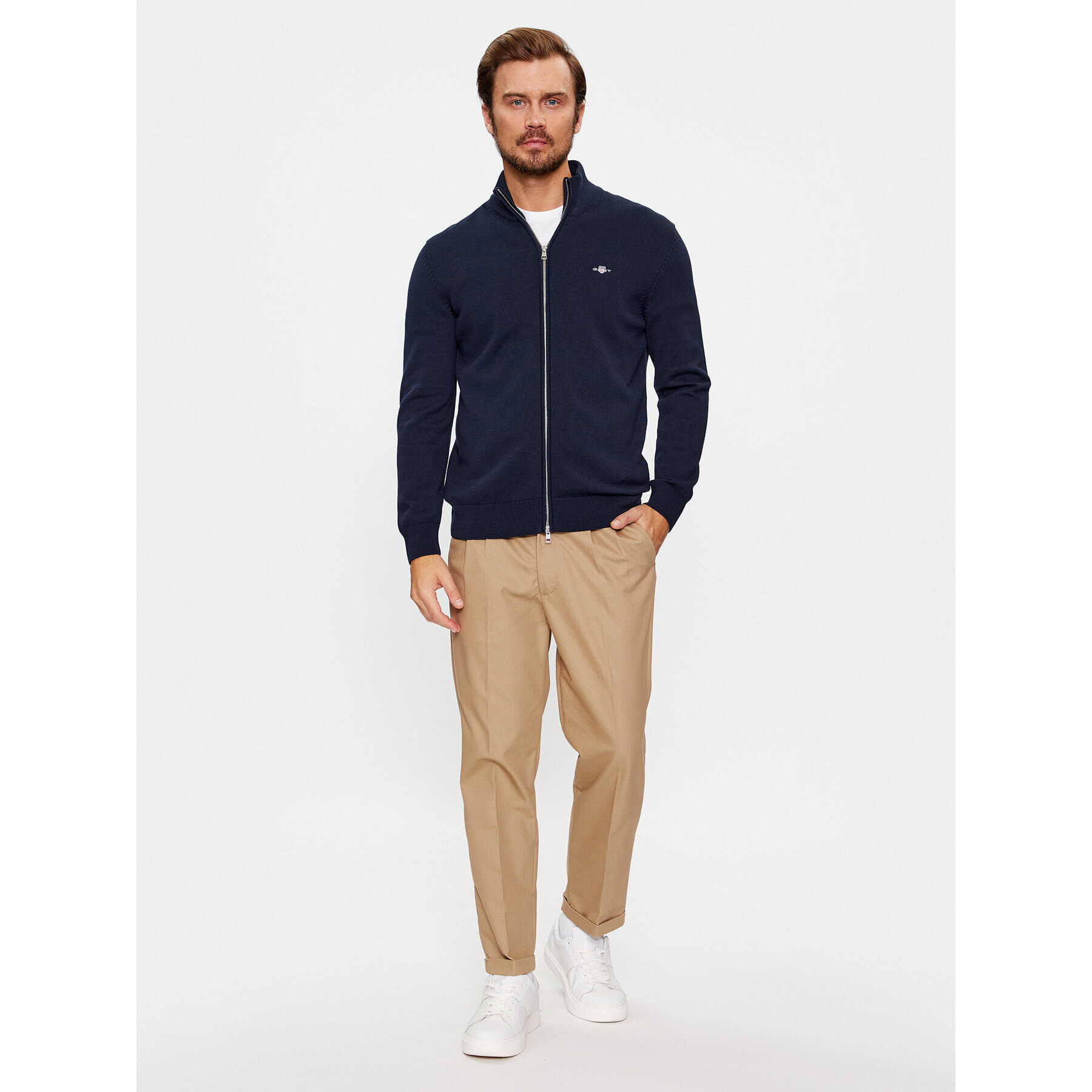 Gant Kardigan Casual Cotton Zip 8030164 Tmavomodrá Regular Fit - Pepit.cz