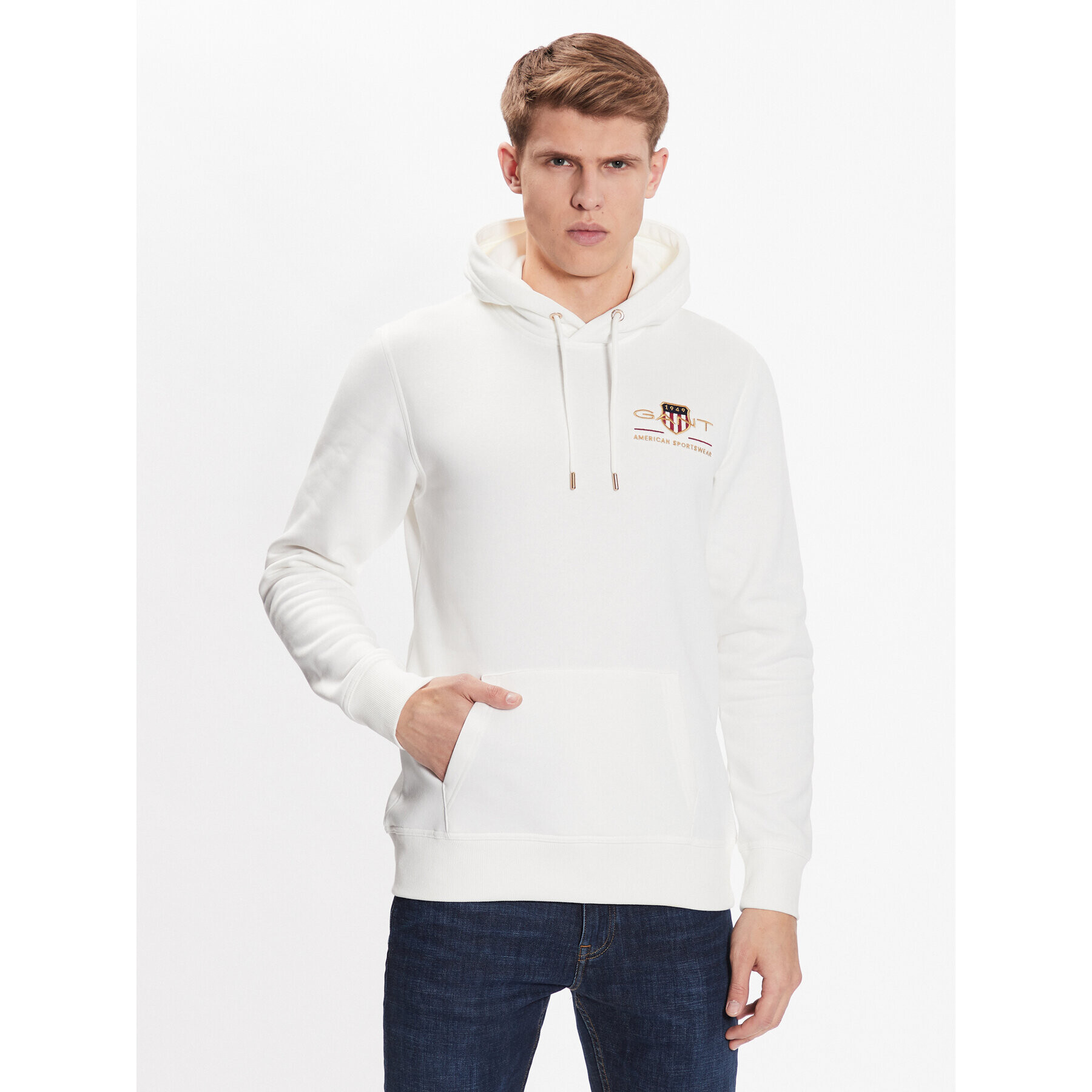 Gant Mikina Medium Archive Shield 2047076 Bílá Regular Fit - Pepit.cz