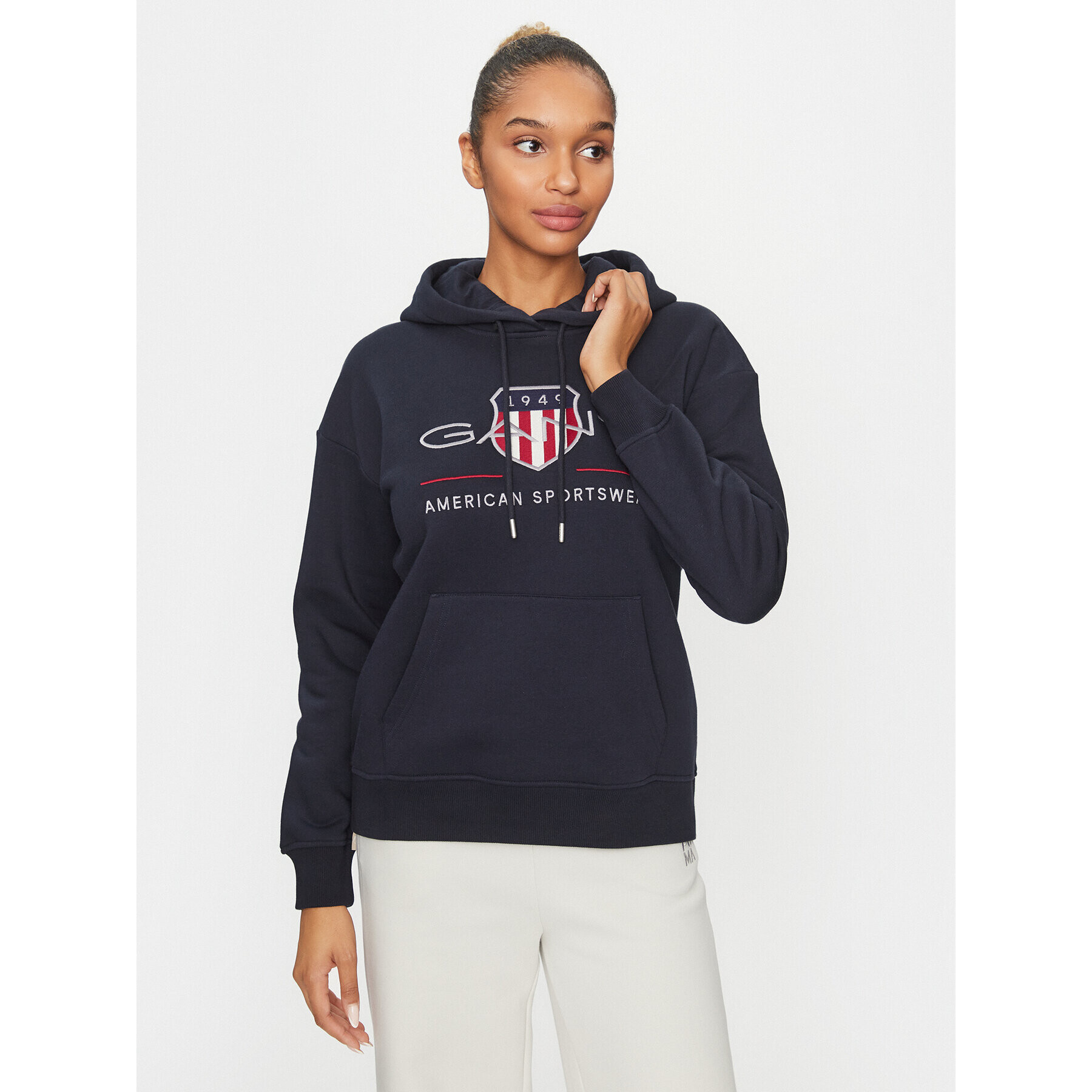 Gant Mikina Rel Archive Shield Hoodie 4204567 Tmavomodrá Relaxed Fit - Pepit.cz