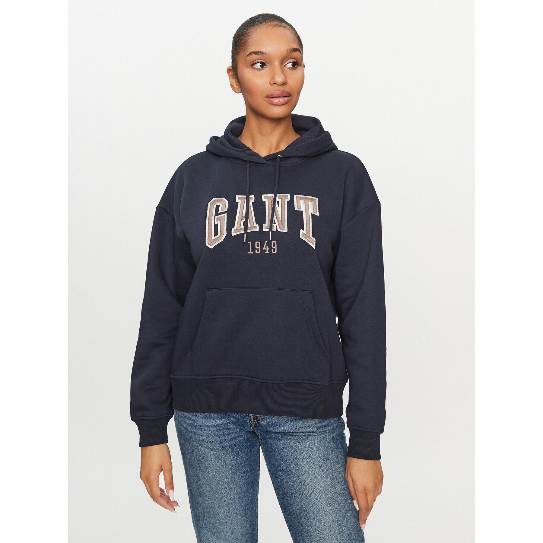 Gant Mikina Rel Logo Hoodie 4200726 Tmavomodrá Relaxed Fit - Pepit.cz