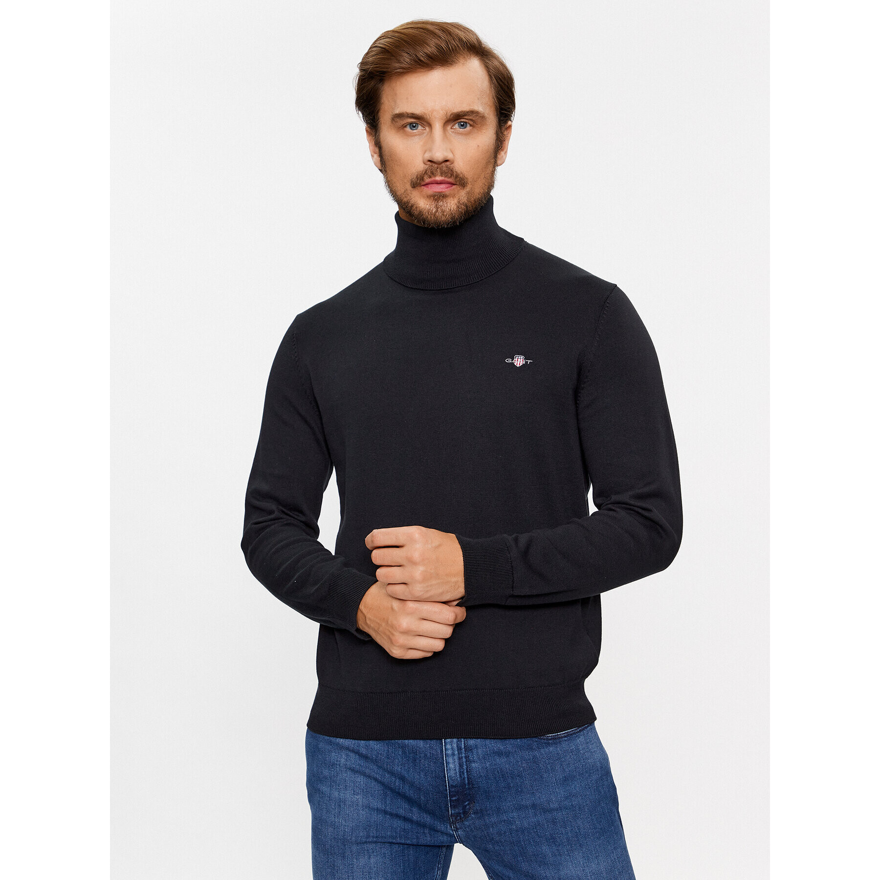 Gant Rolák Classic Cotton Rollerneck 8030563 Černá Regular Fit - Pepit.cz