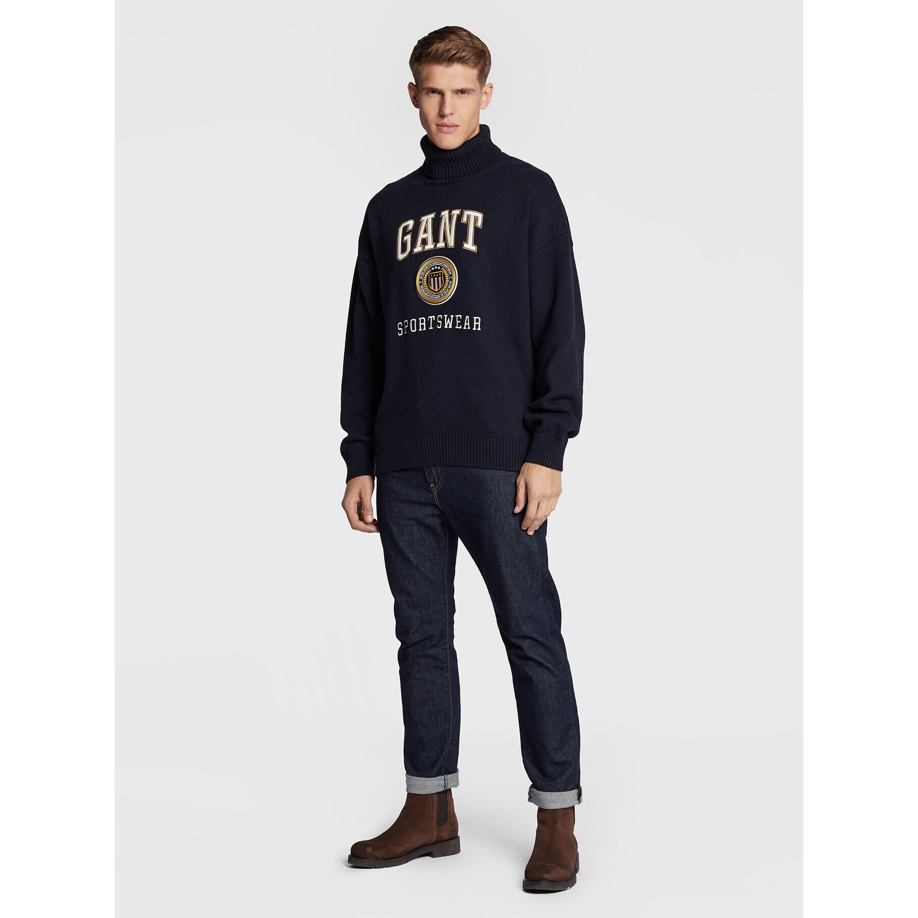 Gant Rolák Crest Shield 8040133 Tmavomodrá Regular Fit - Pepit.cz