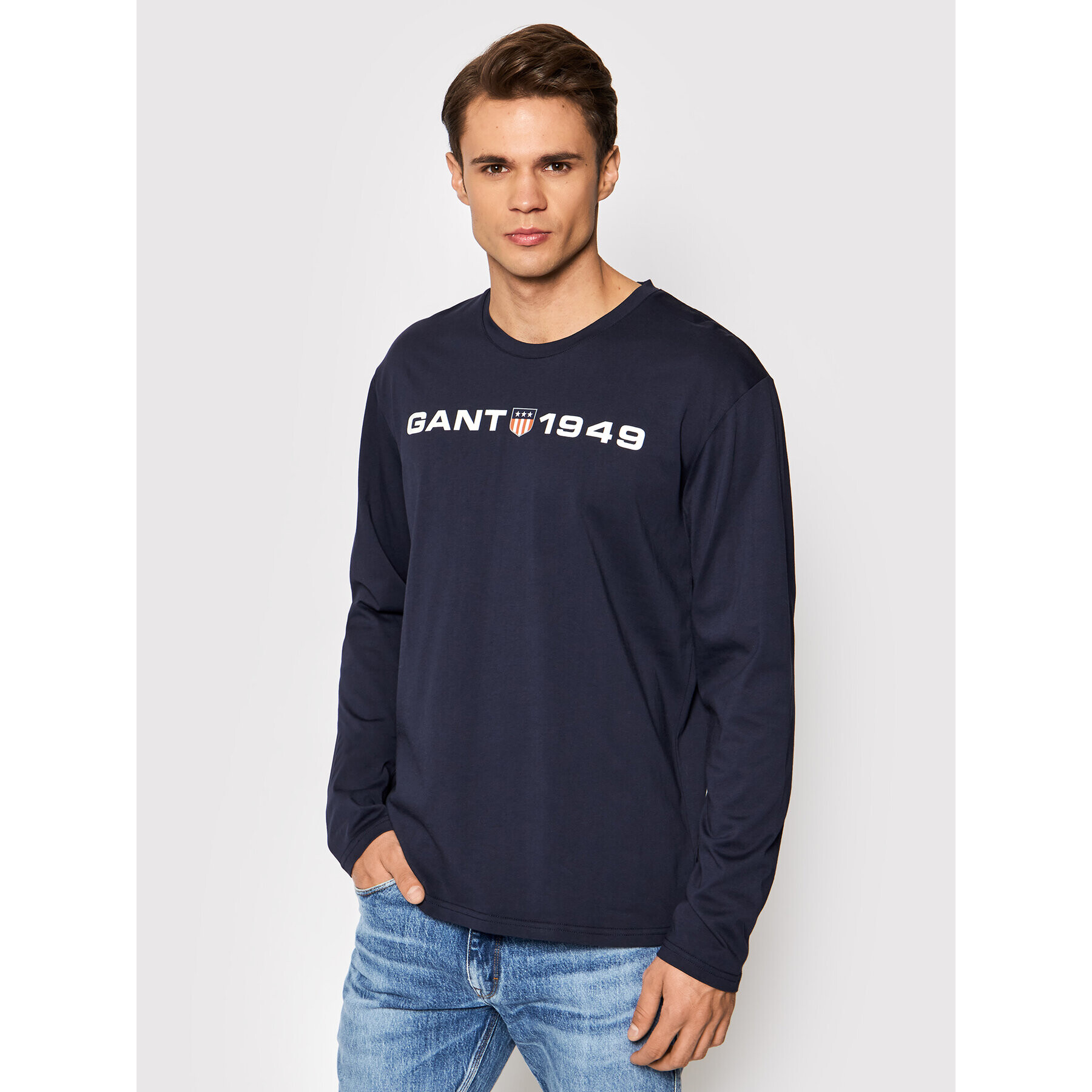 Gant S dlouhým rukávem Retro Shield 902139204 Tmavomodrá Regular Fit - Pepit.cz