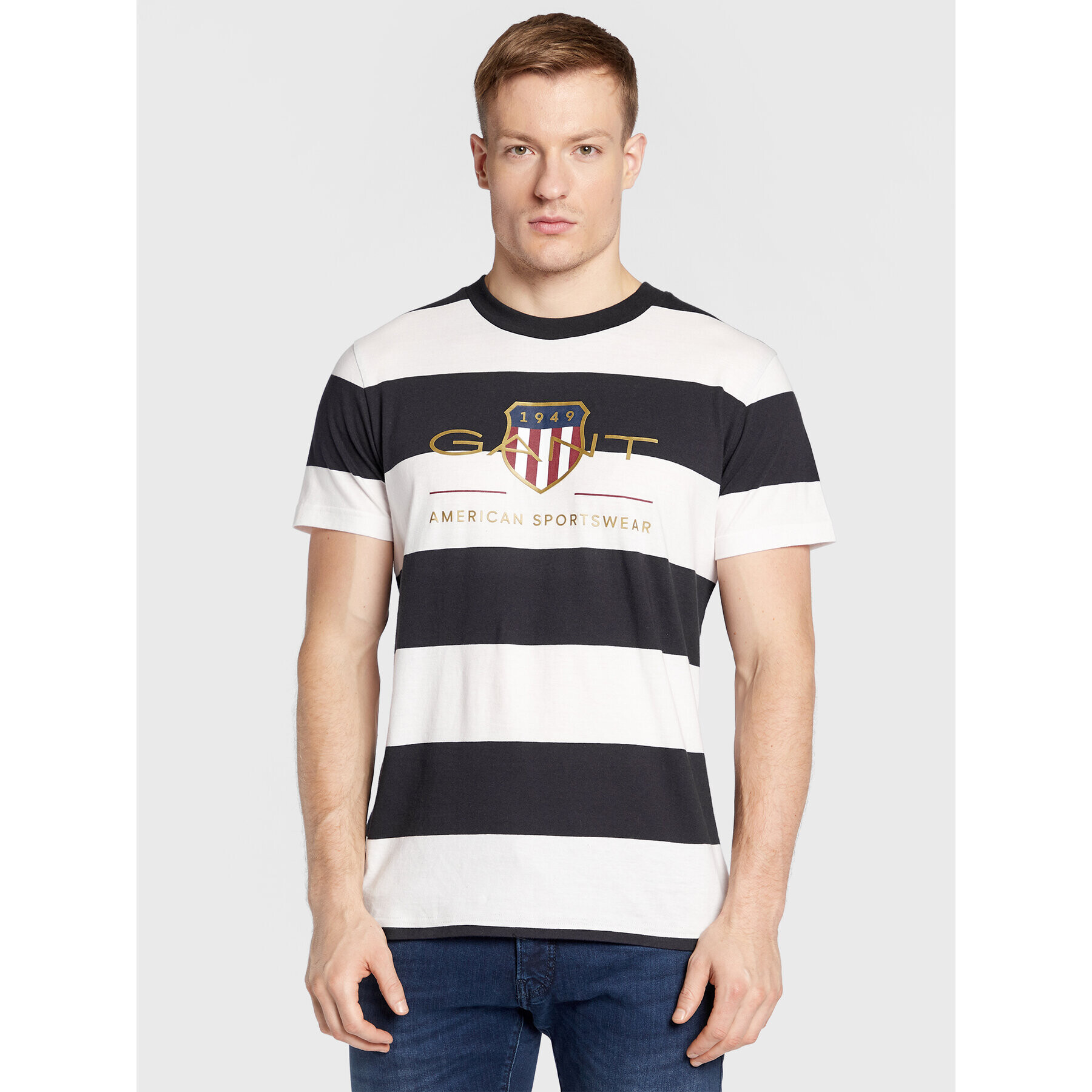 Gant T-Shirt Bar Stripe Archive Shield 2003149 Tmavomodrá Regular Fit - Pepit.cz