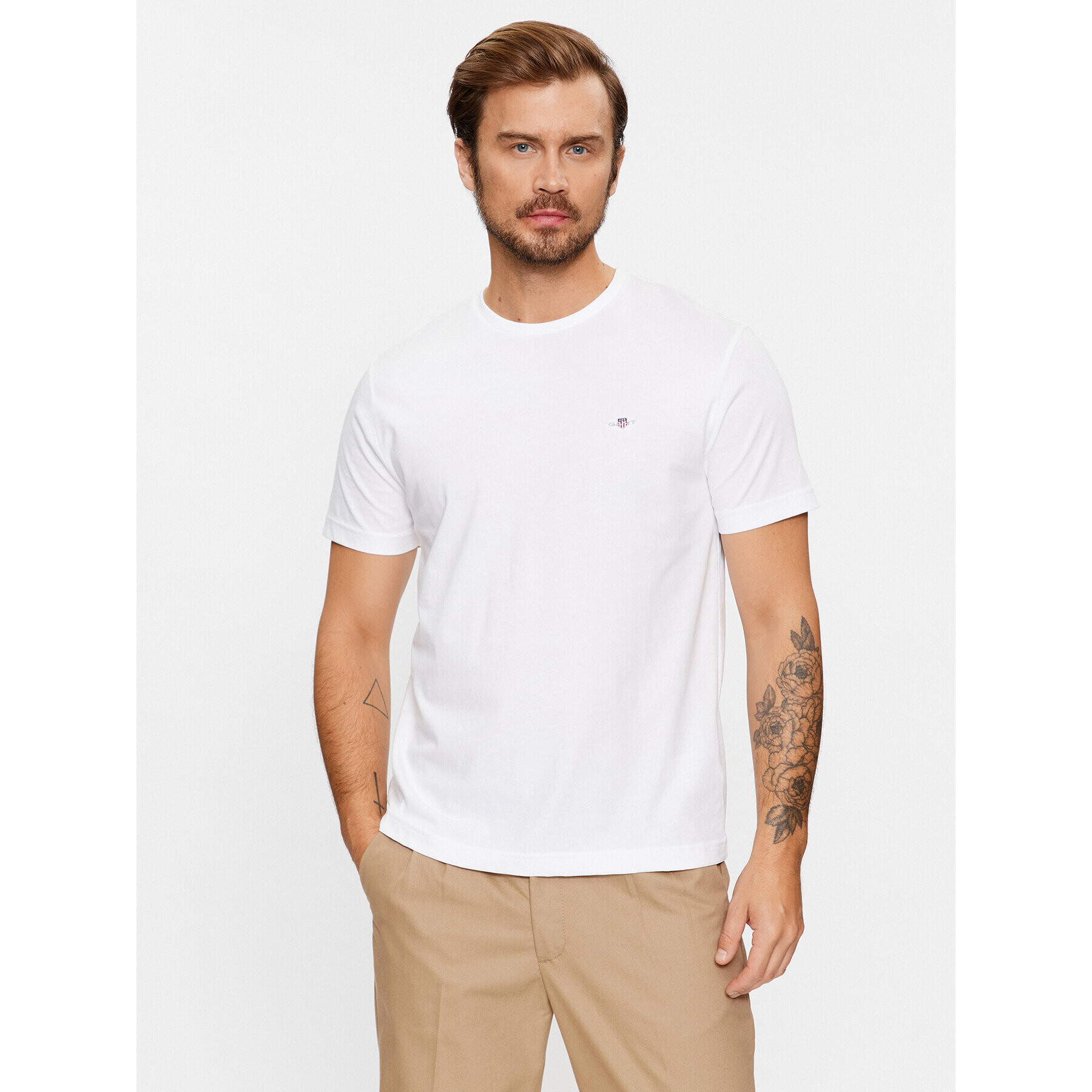 Gant T-Shirt Reg Shield Ss 2003184 Bílá Regular Fit - Pepit.cz