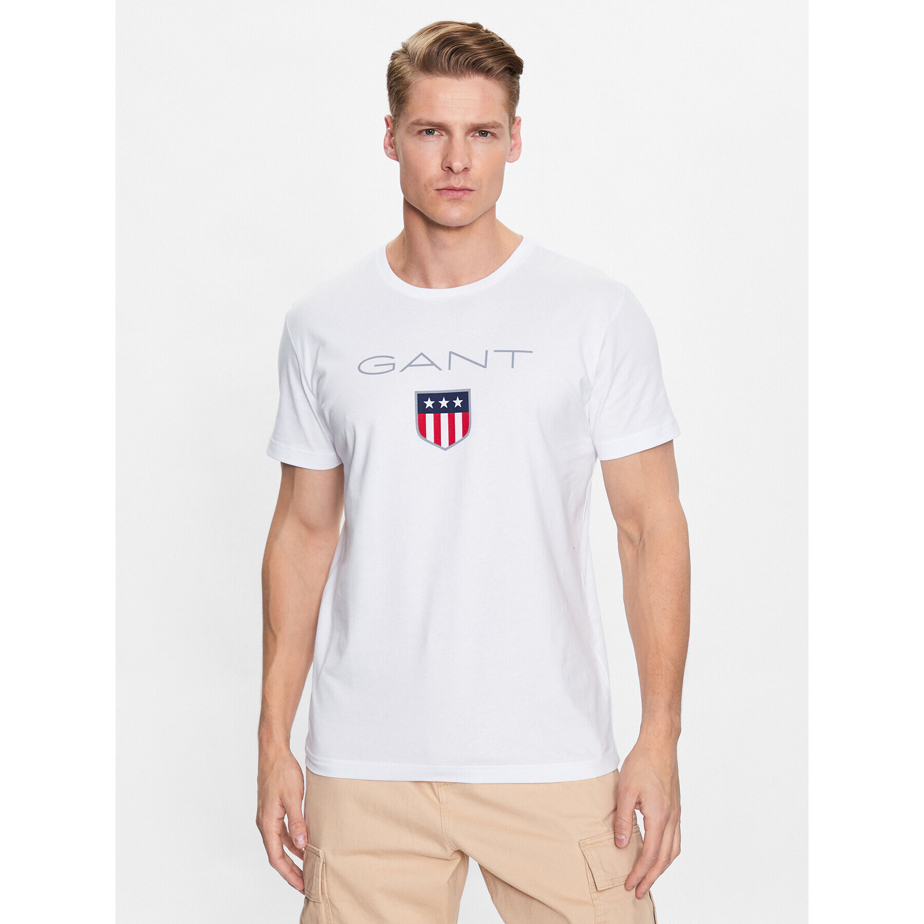 Gant T-Shirt Shield 2003023 Bílá Regular Fit - Pepit.cz