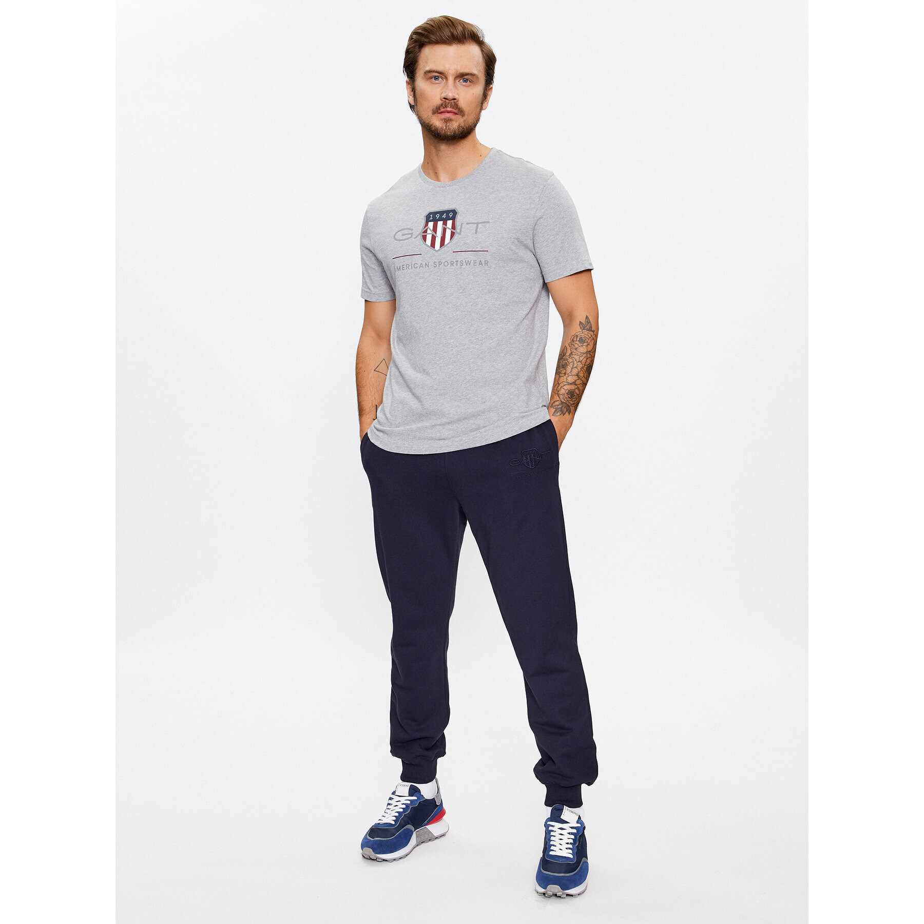 Gant Teplákové kalhoty Reg Tonal Shield Pants 2039023 Tmavomodrá Regular Fit - Pepit.cz