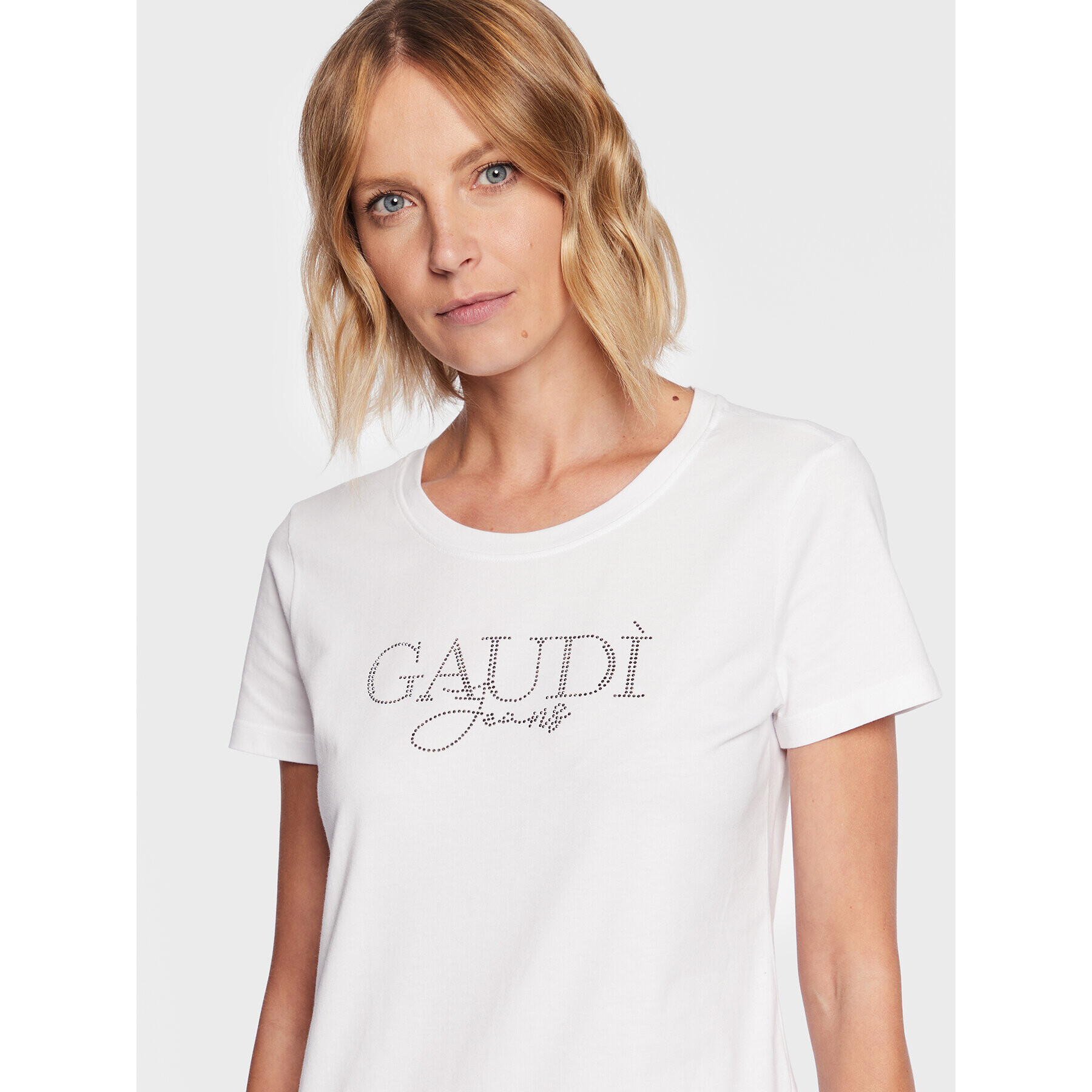 Gaudi Jeans T-Shirt 311BD64053 Bílá Regular Fit - Pepit.cz