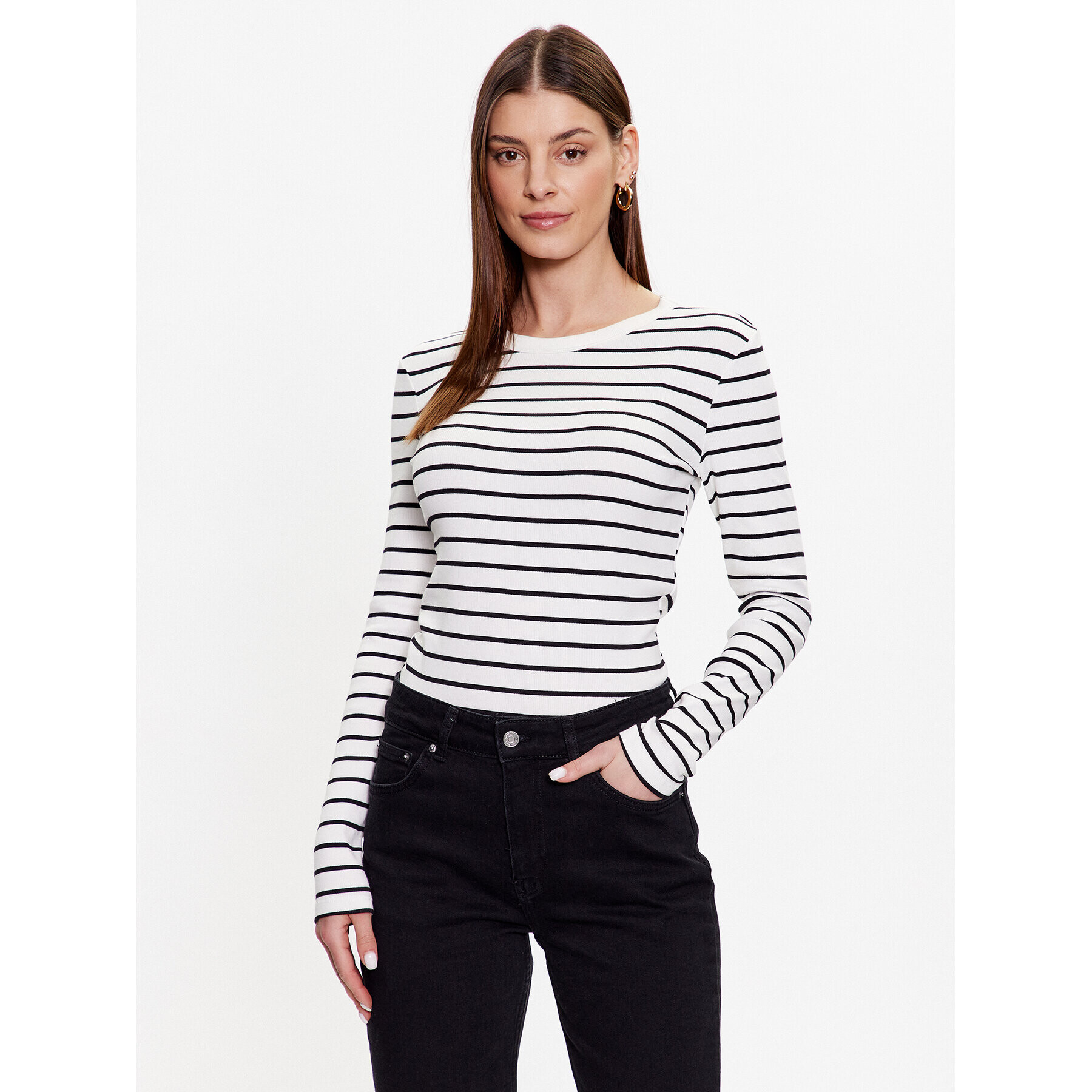 Gina Tricot Halenka Basic 18863 Bílá Slim Fit - Pepit.cz