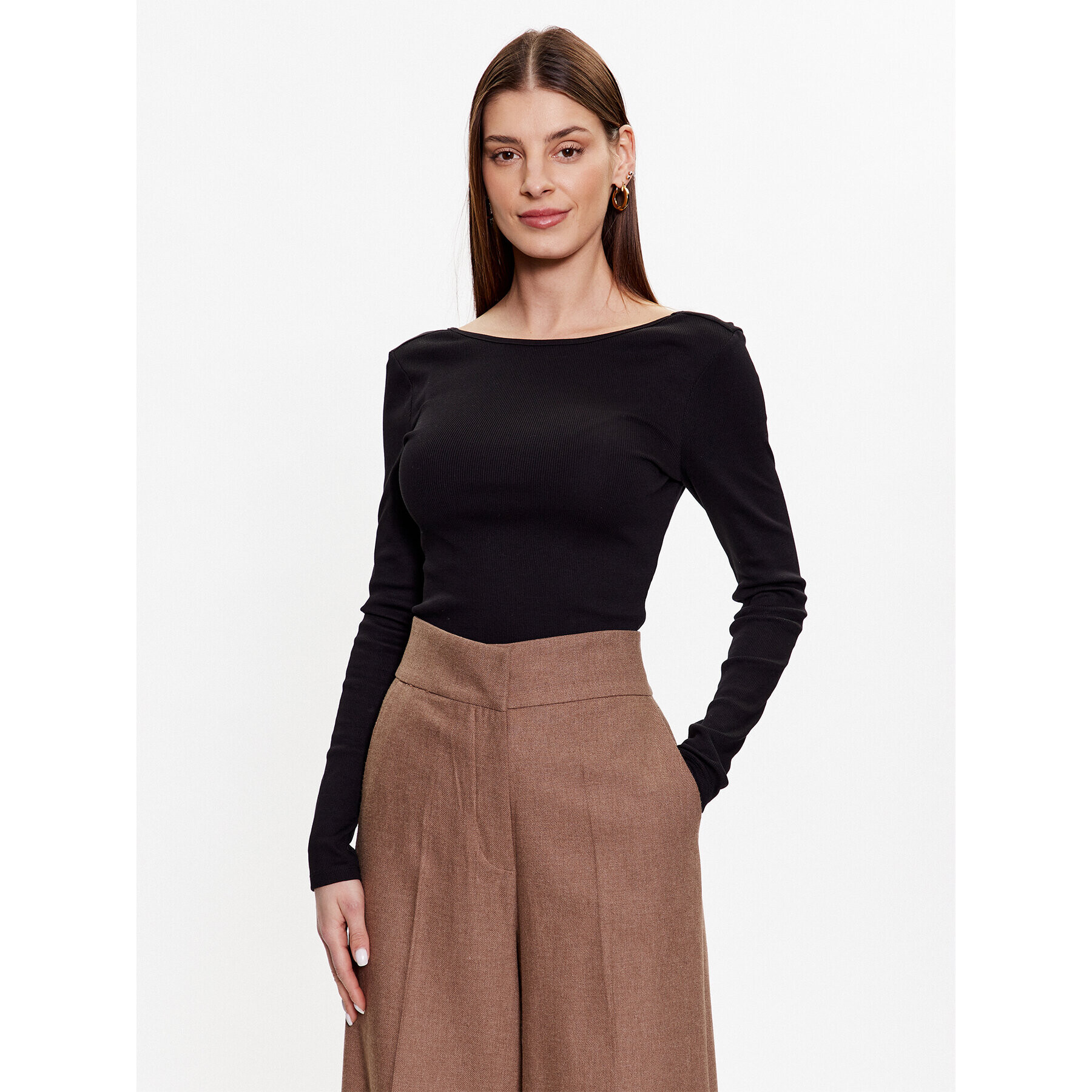 Gina Tricot Halenka Scooped 18862 Černá Slim Fit - Pepit.cz