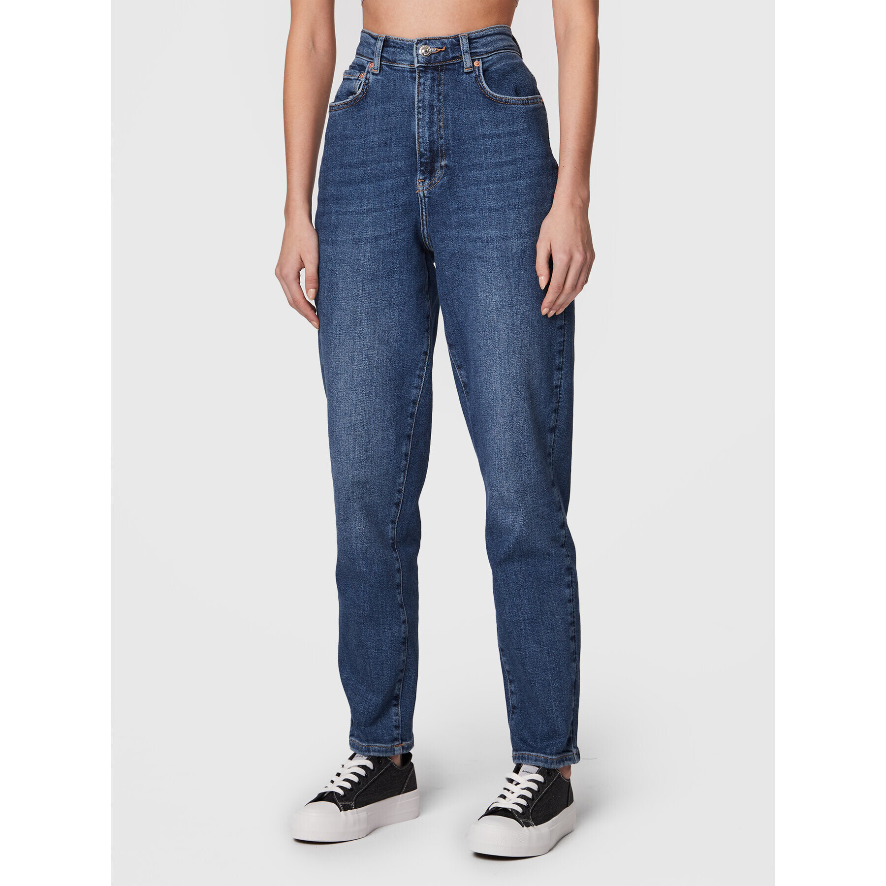 Gina Tricot Jeansy Comfy 86122 Tmavomodrá Mom Fit - Pepit.cz