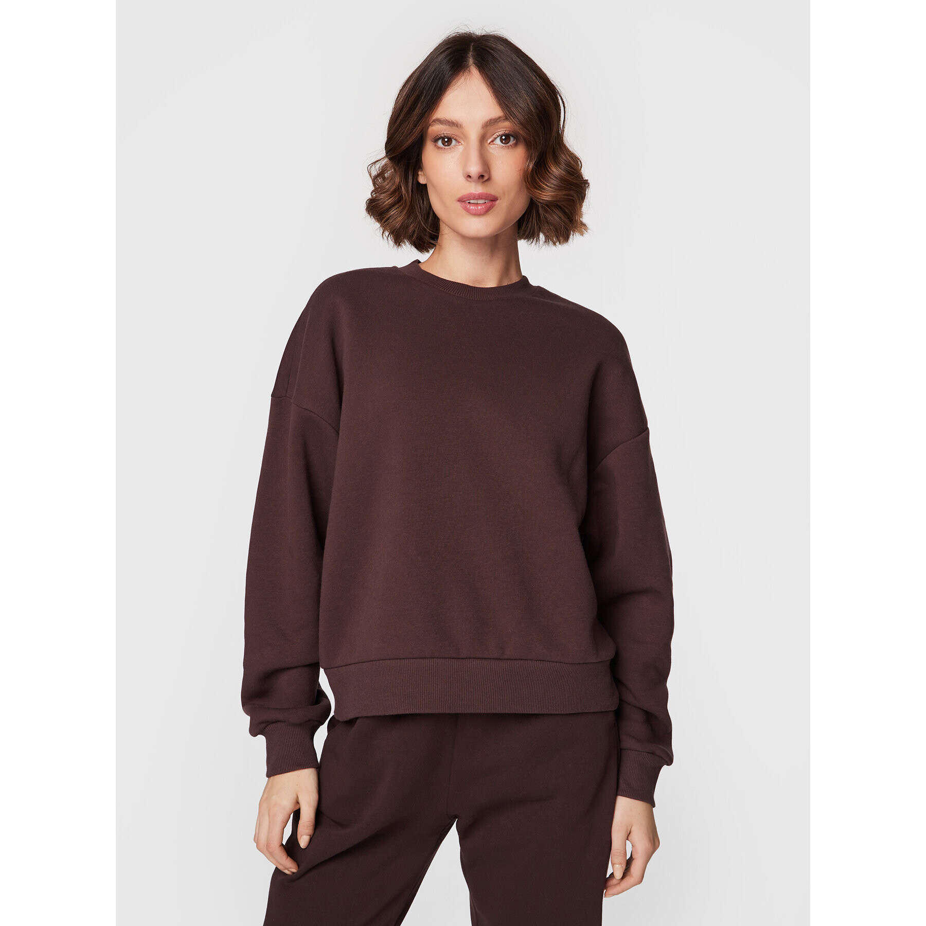 Gina Tricot Mikina Basic 10943 Hnědá Relaxed Fit - Pepit.cz