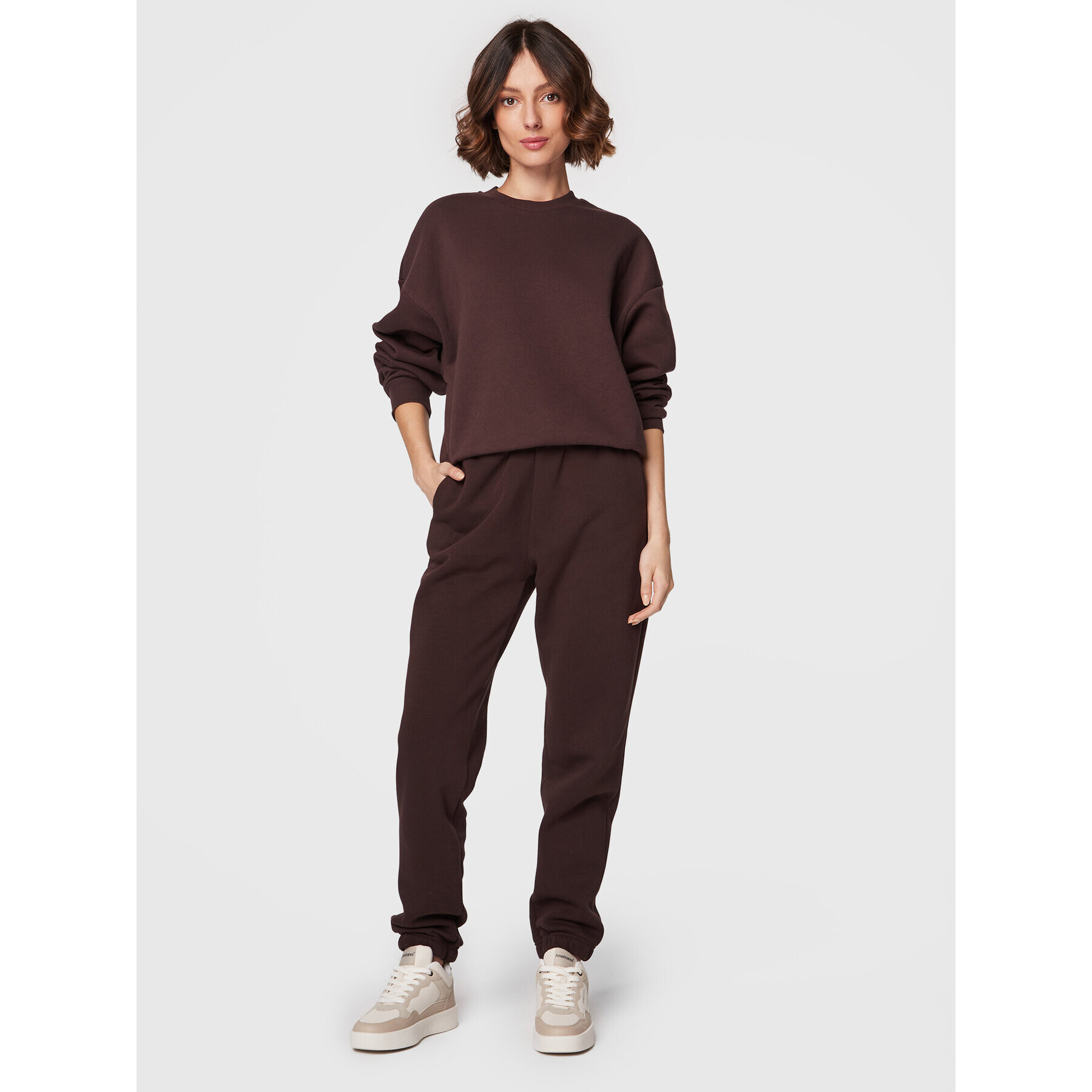 Gina Tricot Mikina Basic 10943 Hnědá Relaxed Fit - Pepit.cz