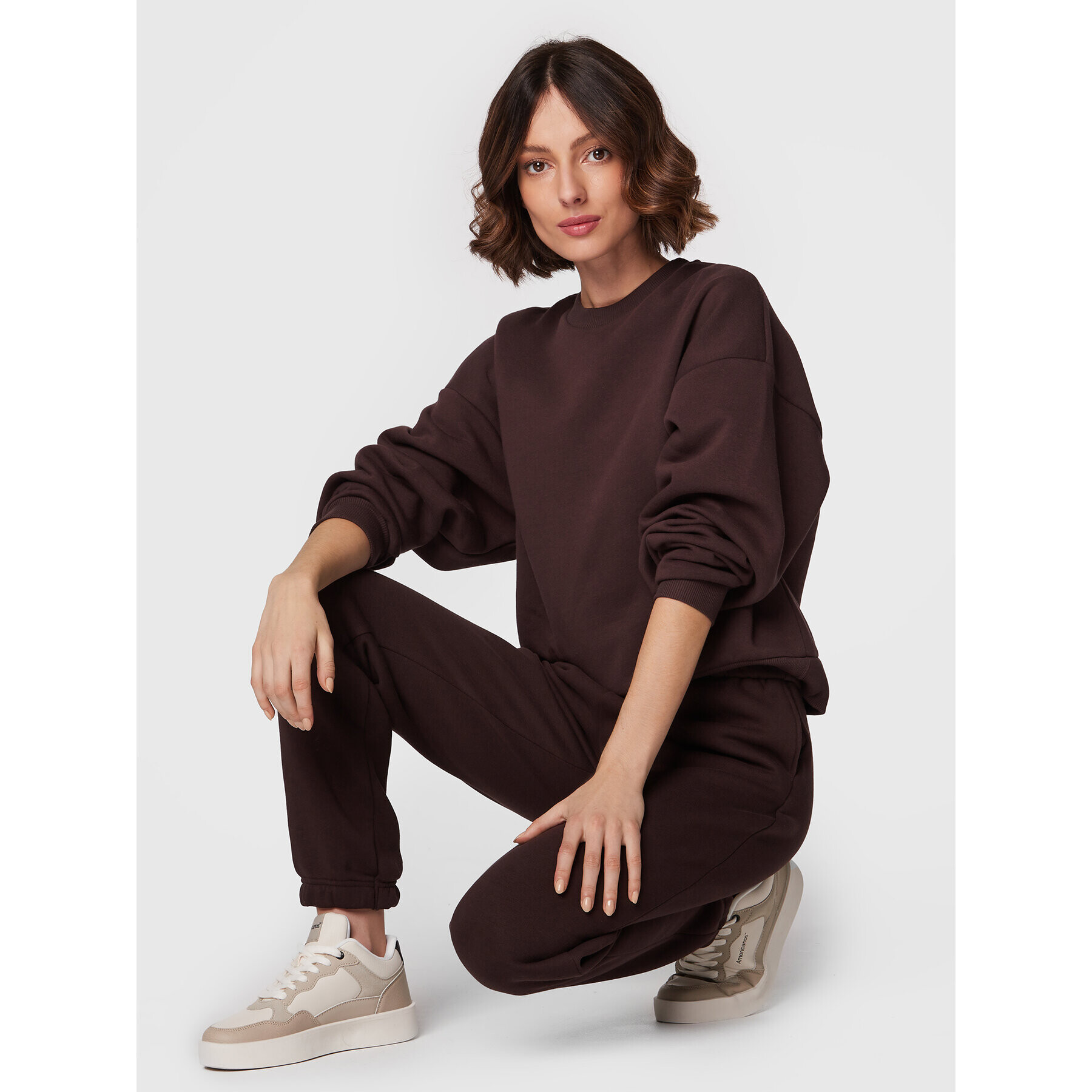 Gina Tricot Mikina Basic 10943 Hnědá Relaxed Fit - Pepit.cz