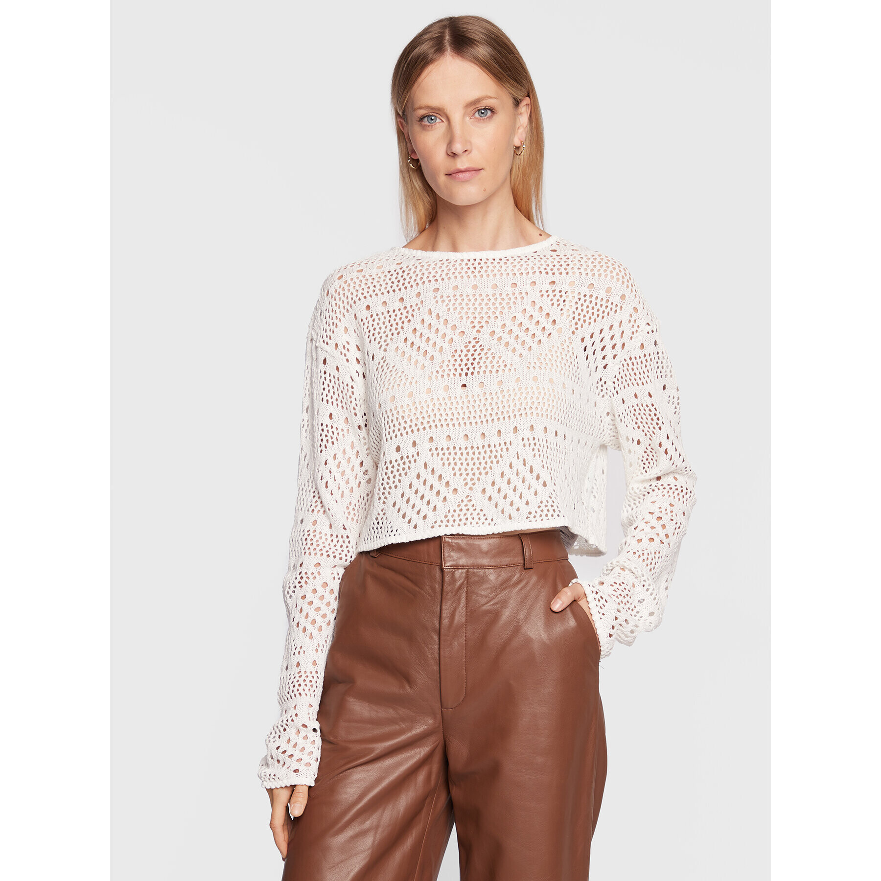 Gina Tricot Svetr Hedda 18423 Bílá Relaxed Fit - Pepit.cz