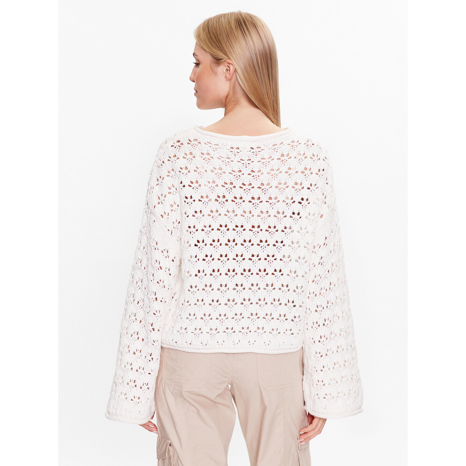 Gina Tricot Svetr Knitted openwork sweater 19466 Bílá Regular Fit - Pepit.cz