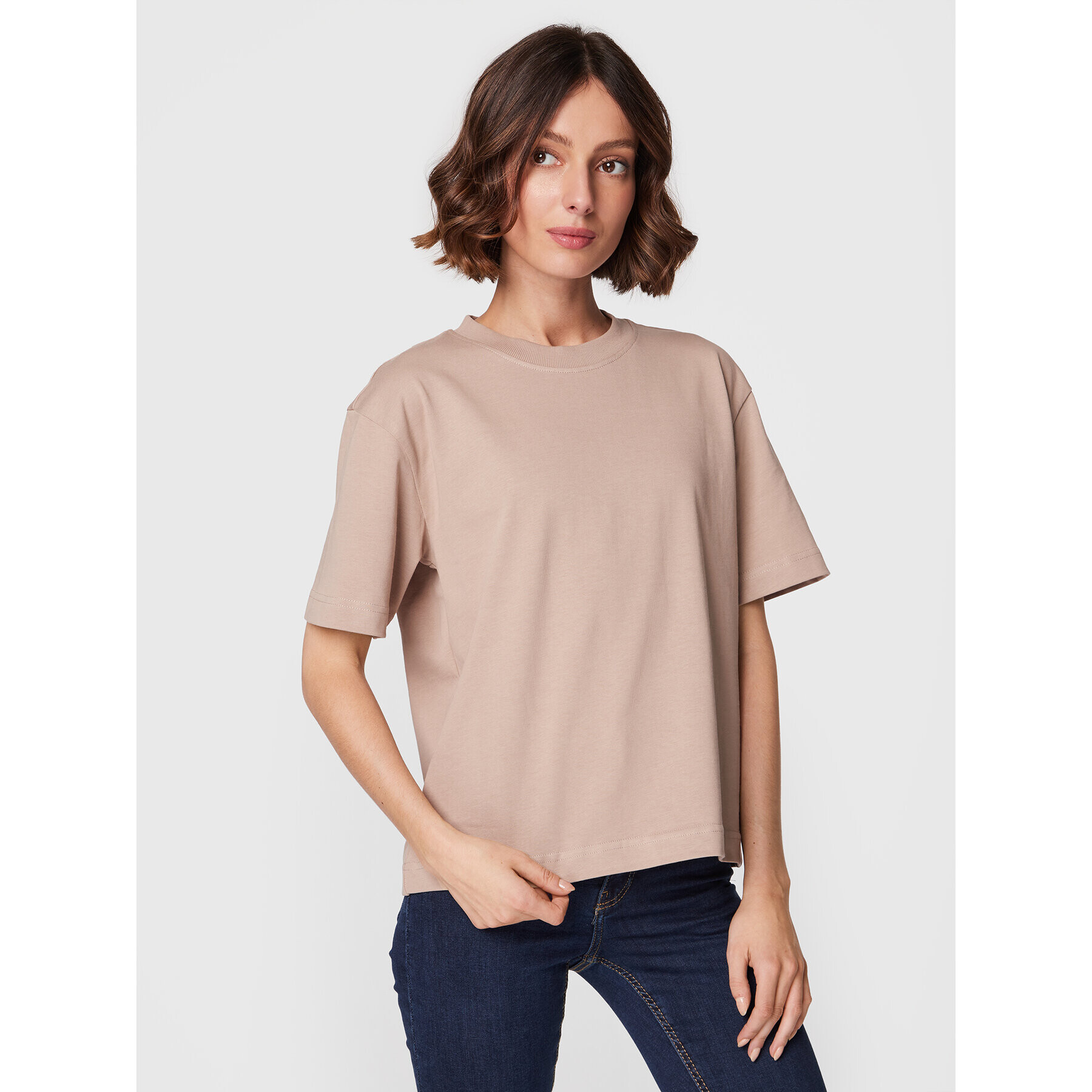 Gina Tricot T-Shirt Basic 10469 Béžová Regular Fit - Pepit.cz