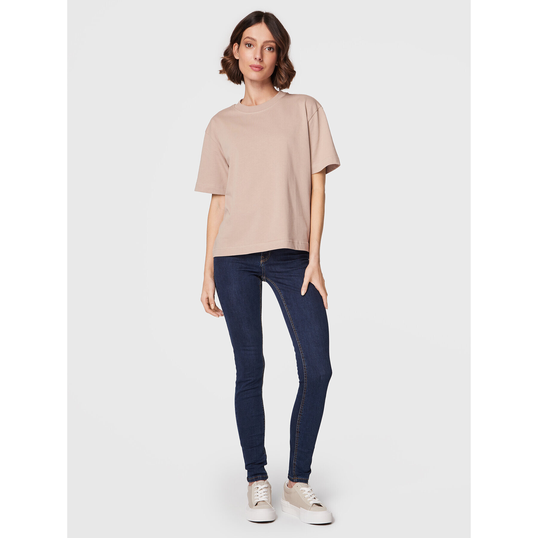 Gina Tricot T-Shirt Basic 10469 Béžová Regular Fit - Pepit.cz