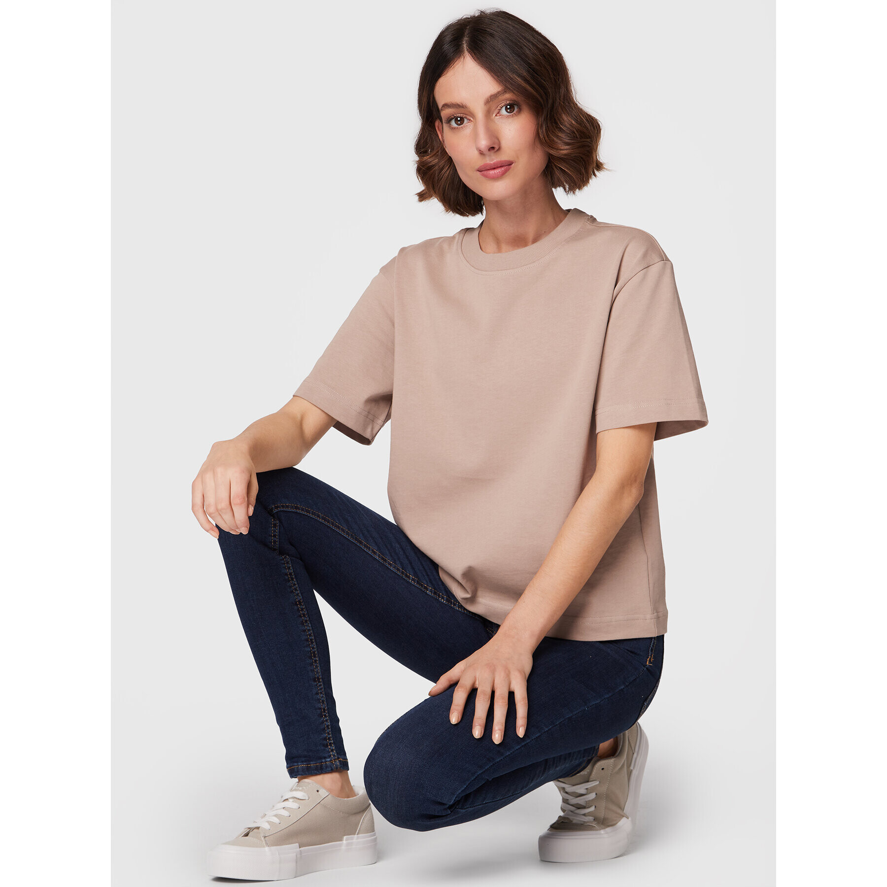 Gina Tricot T-Shirt Basic 10469 Béžová Regular Fit - Pepit.cz